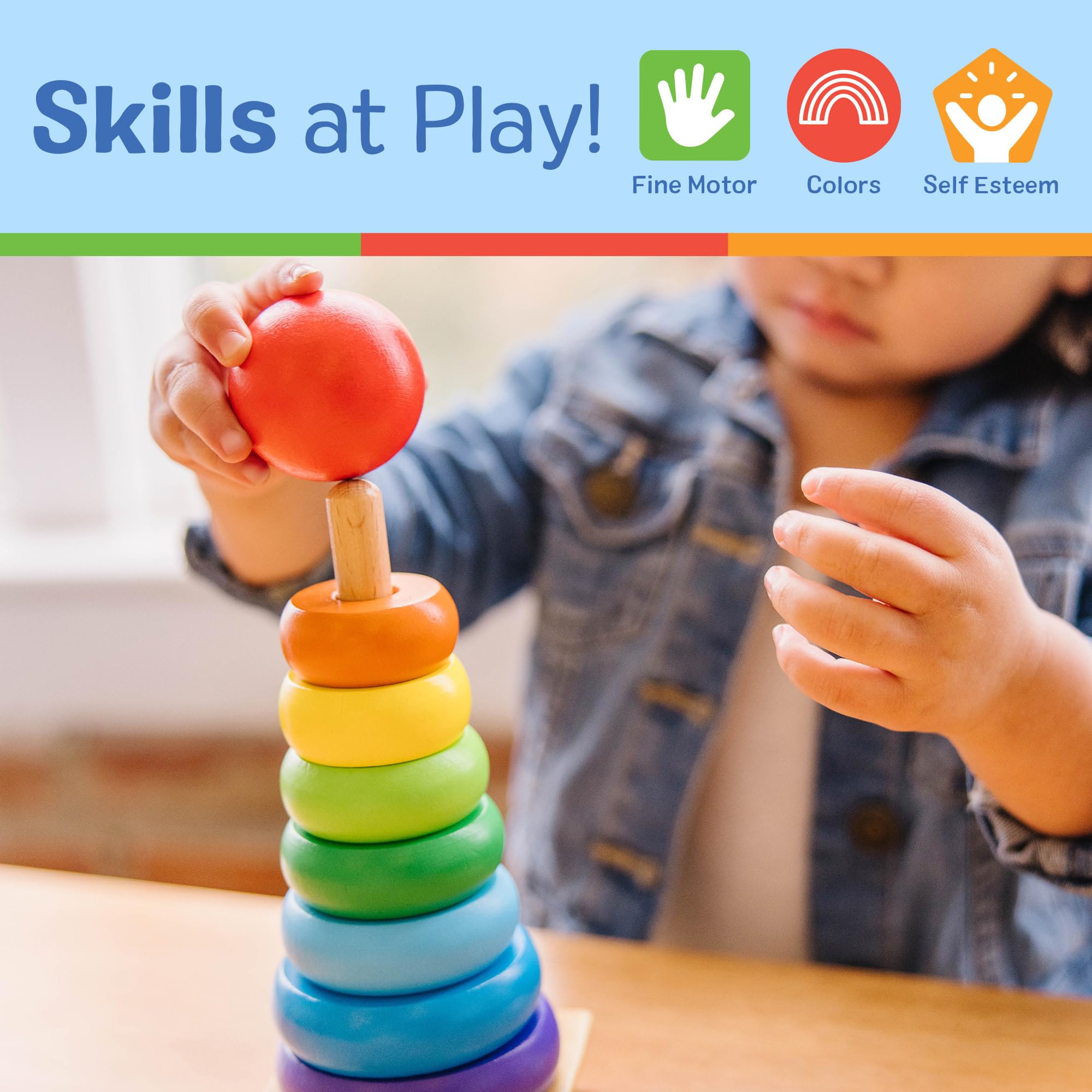 Melissa & Doug Rainbow Stacker - Educational Wooden Toy for Toddlers 18M+ 12