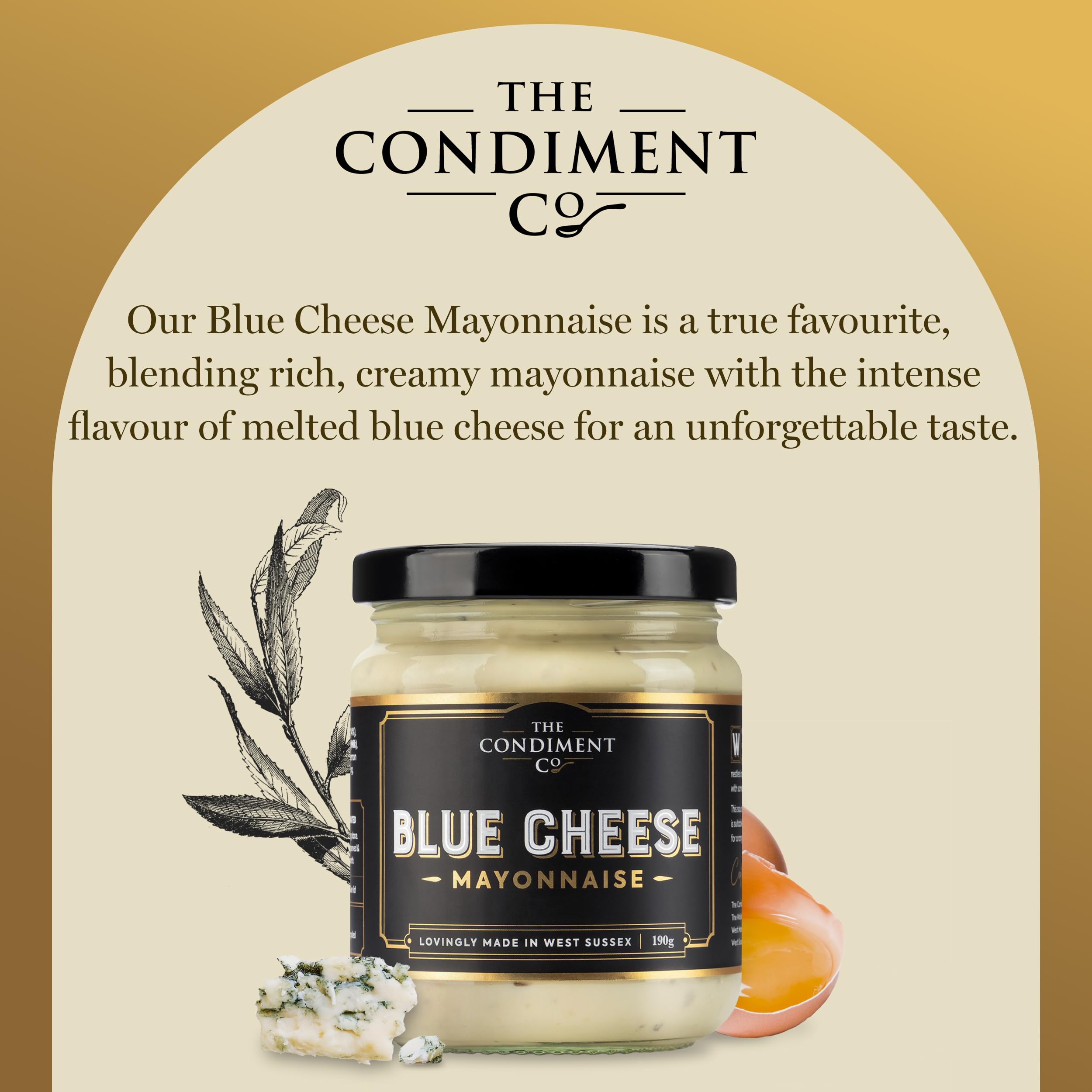 The Condiment Company Blue Cheese Mayonnaise 190g - Creamy Stilton & Cambozola Mayo 5