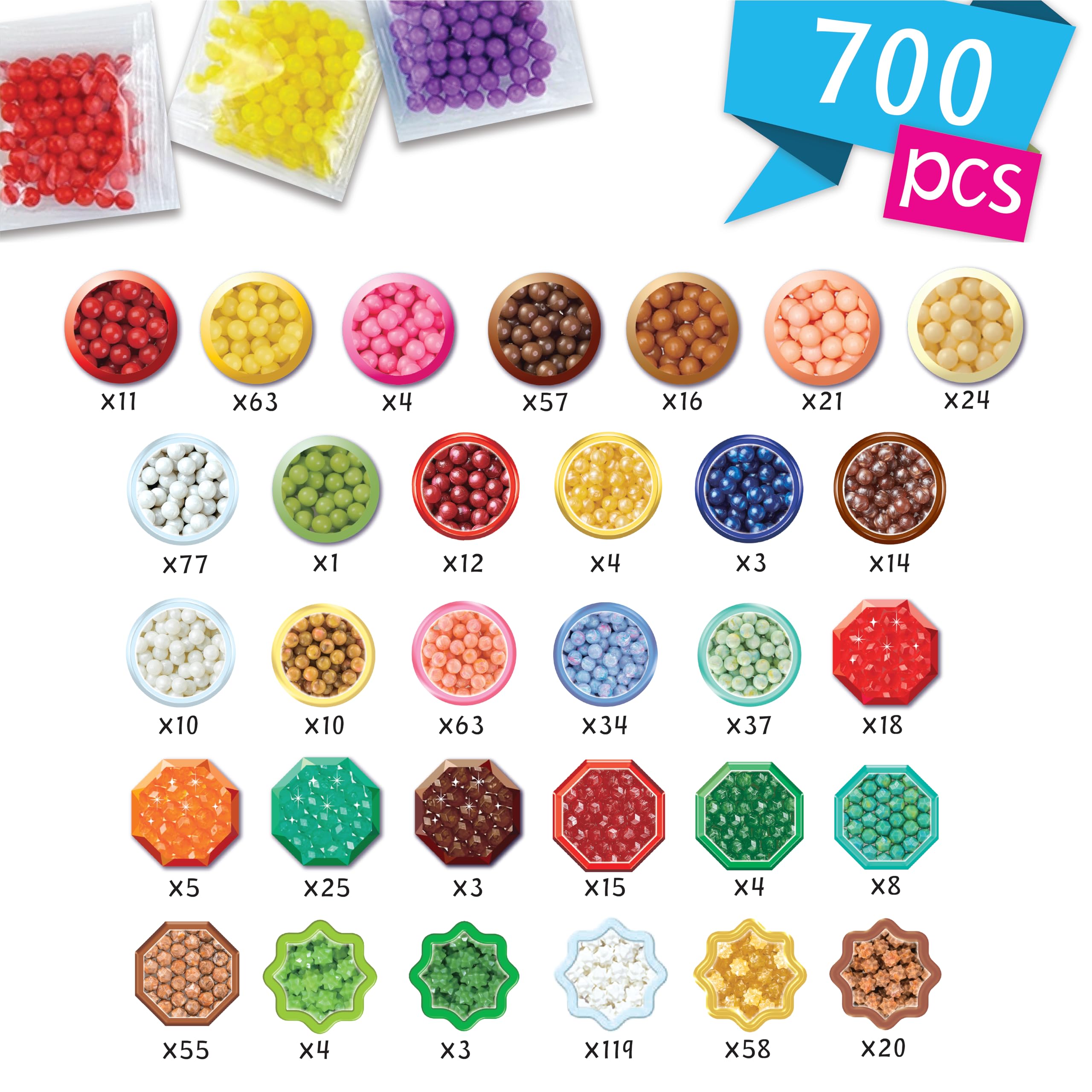 Aquabeads Sundaes & Sweets Accessory Kit - 703-Piece Craft Set with Watercolour Beads for Ages 4+ 5