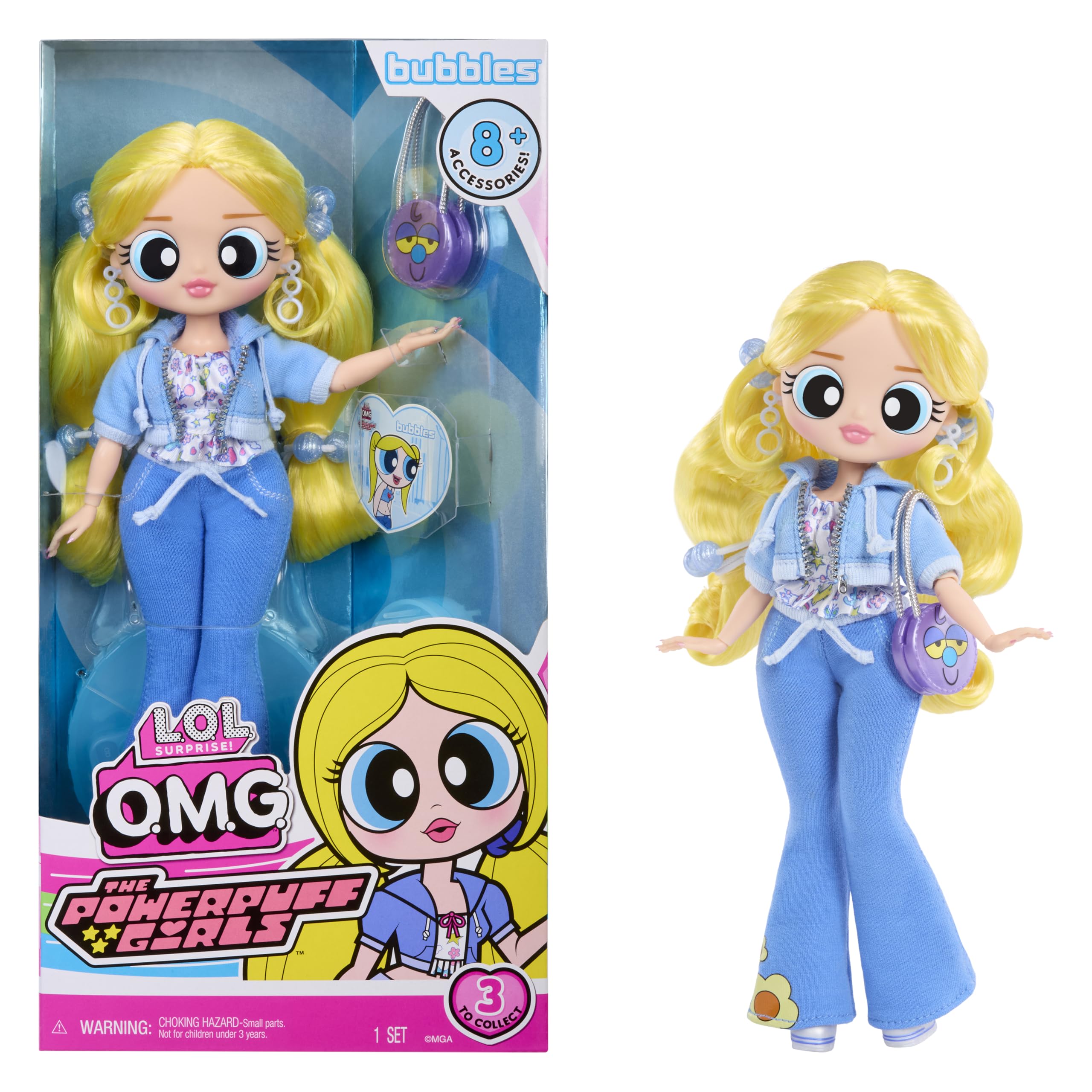 L.O.L. Surprise! OMG The Powerpuff Girls Doll - Bubbles | 13 inches | Unisex Children