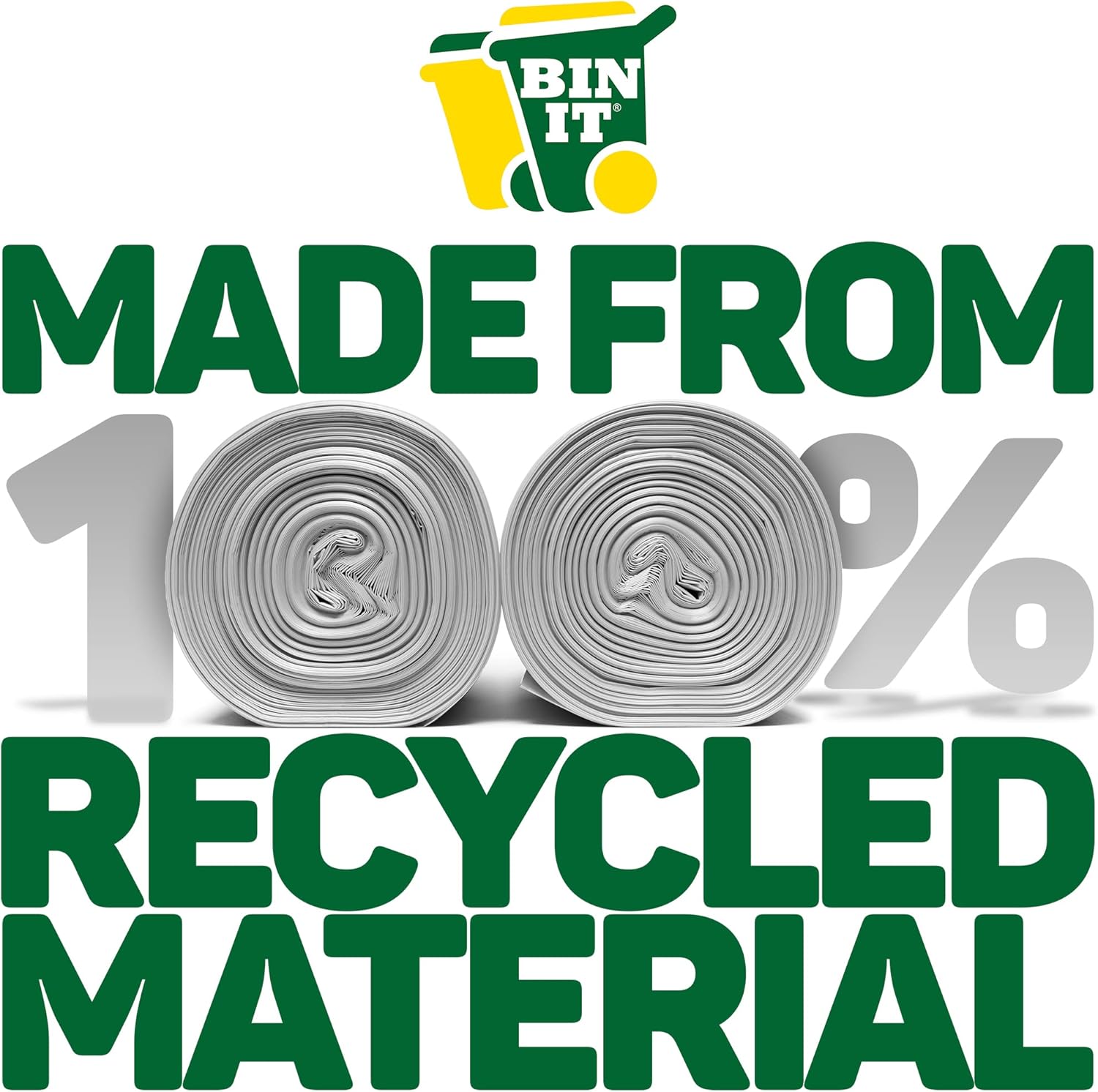 BIN IT Clear Large 70L Strong & Secure Tie Top Recycling Sacks - 100% Recycled LDPE 8
