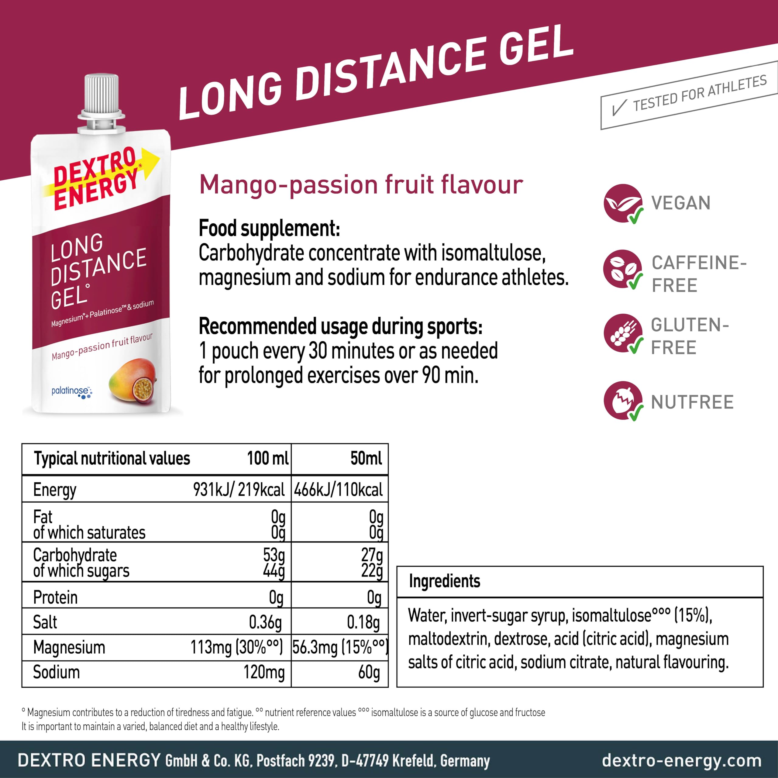 Dextro Energy Long Distance Gel Mango & Passion Fruit - Fast and Long-Lasting Energy for Endurance Sports 5