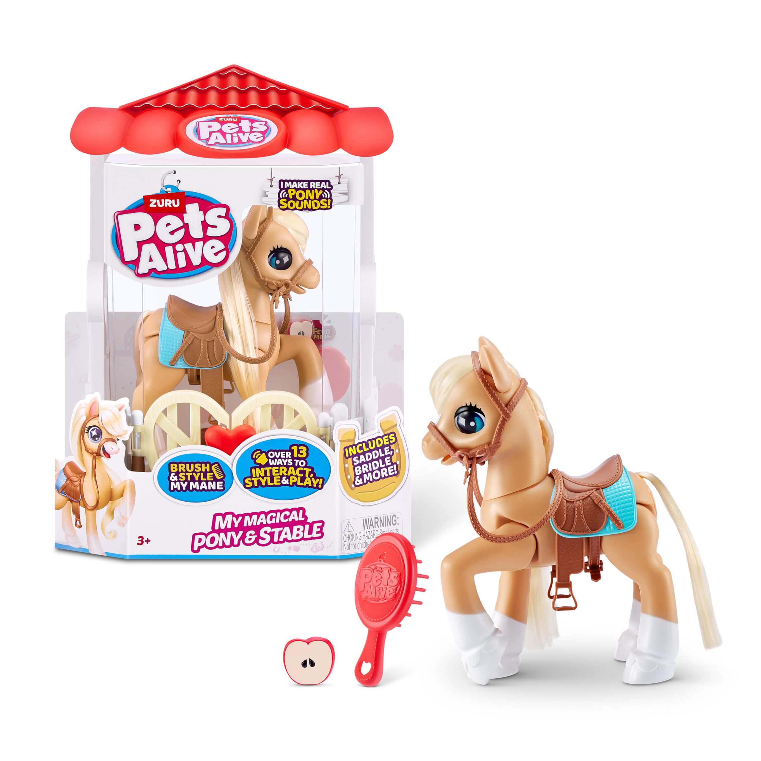 Pets Alive My Magical Pony Interactive Robotic Toy | 13 Ways to Play | Includes Stable, Brush, Apple