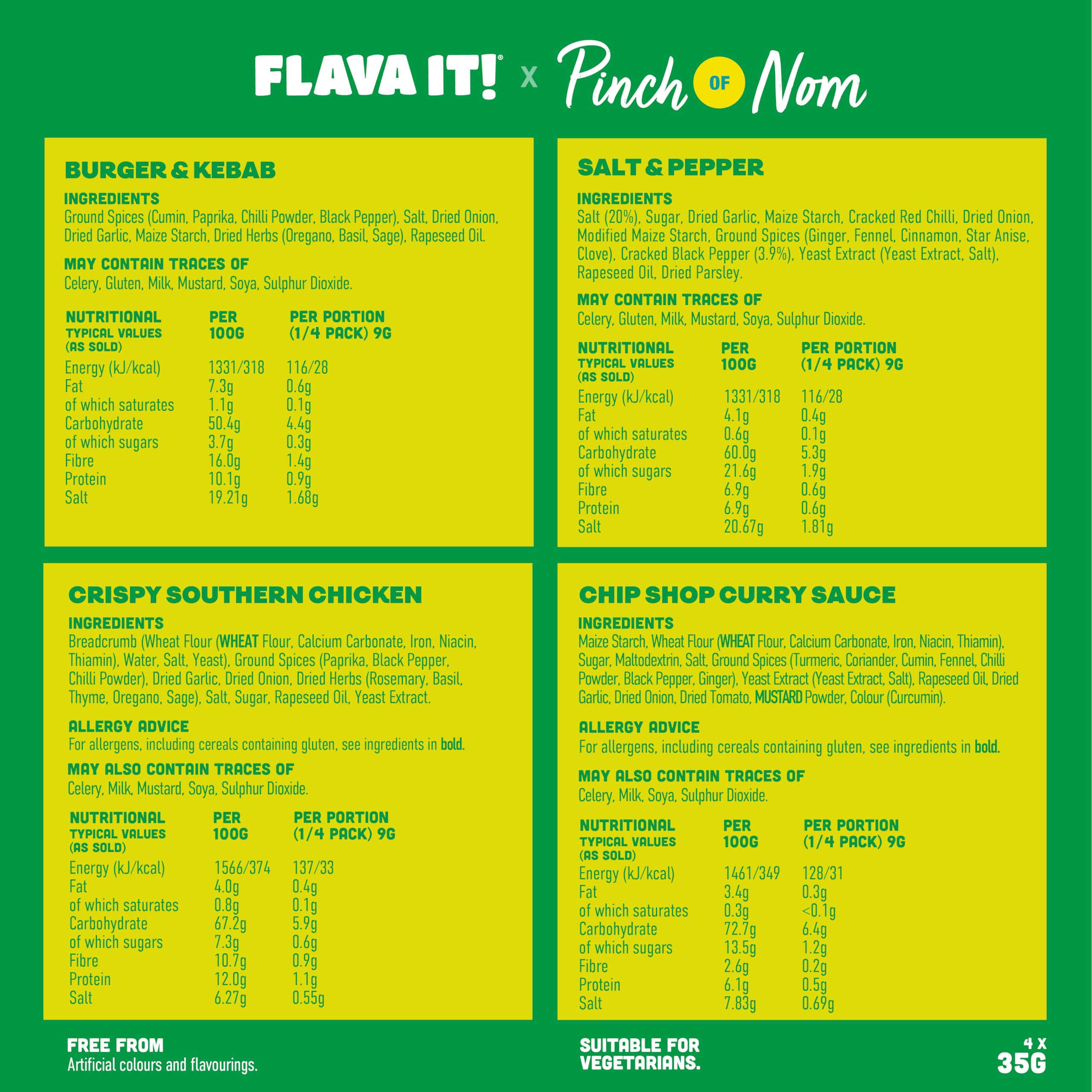 Flava It! - Pinch of Nom Fakeaway Favourites Seasoning Mix Multipack 5