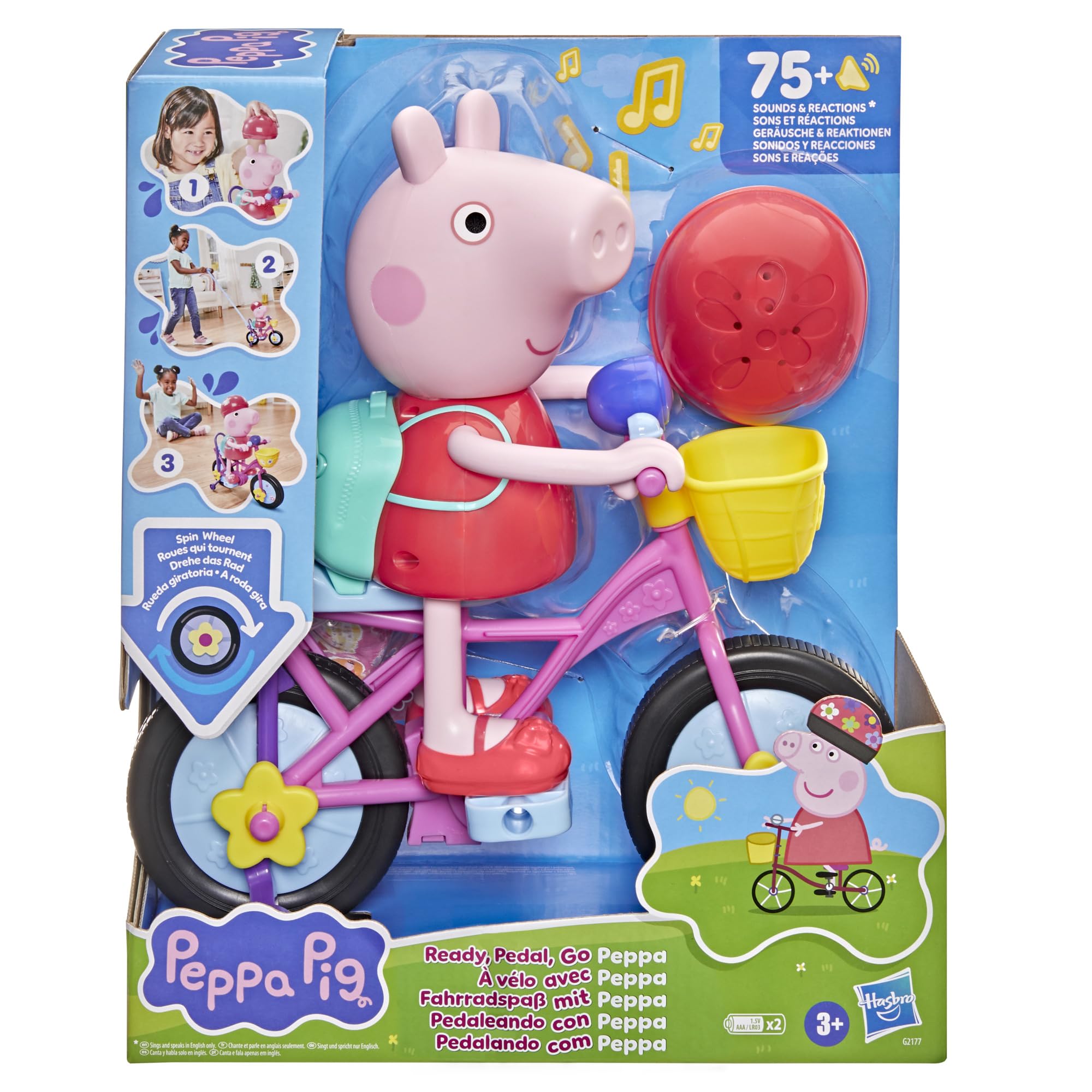Peppa Pig Ready, Pedal, Go! Interactive Figure with Bike and Sounds - Ages 3+