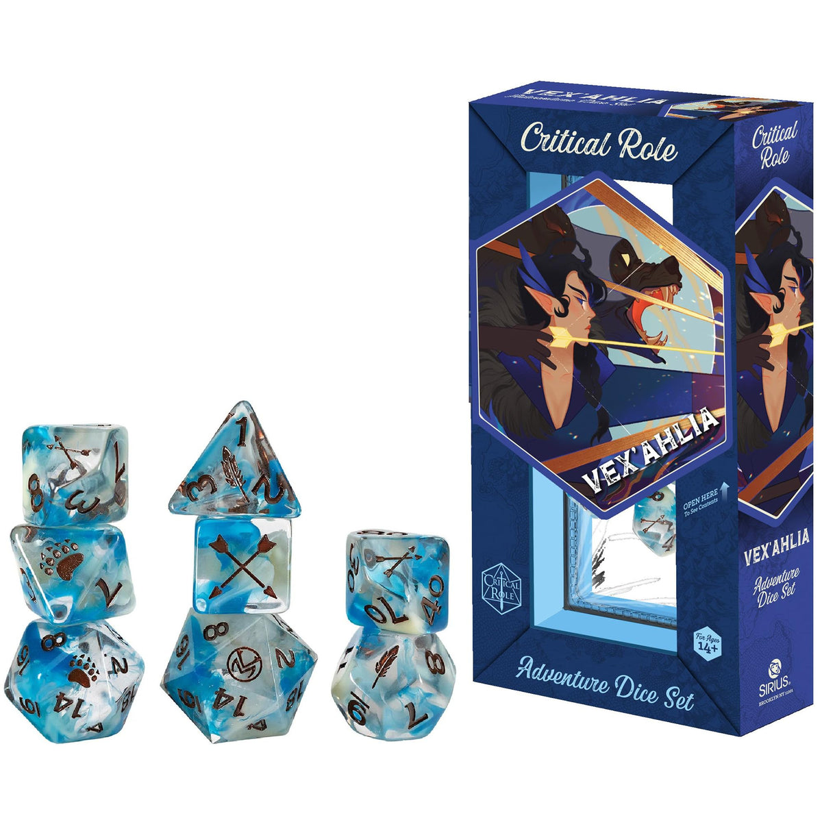 Sirius Dice Vax'ildan Critical Role 8-Piece Polyhedral RPG Dice Set