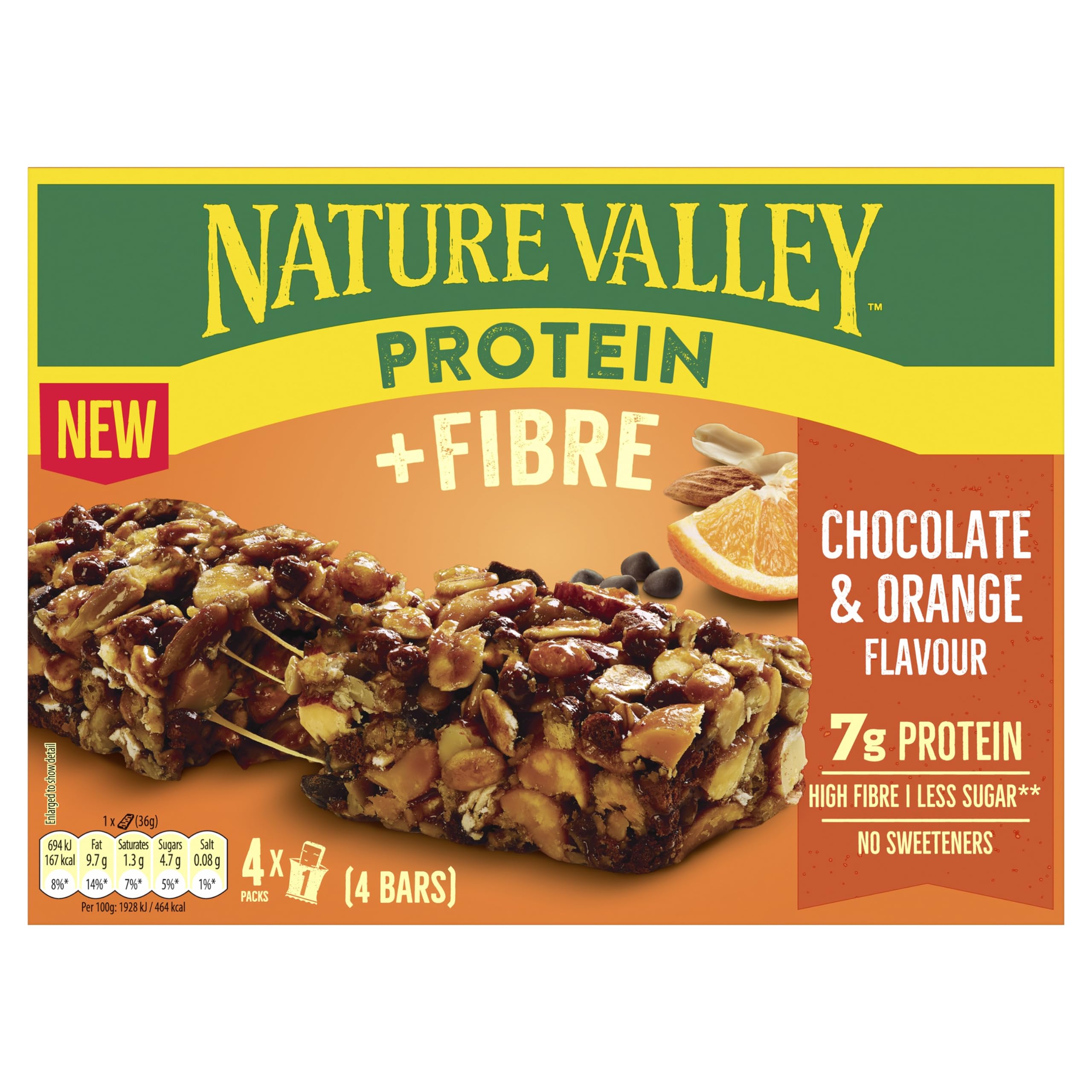 Nature Valley Protein Chocolate & Orange Bars - 7g Protein | High Fibre | No Artificial Flavours