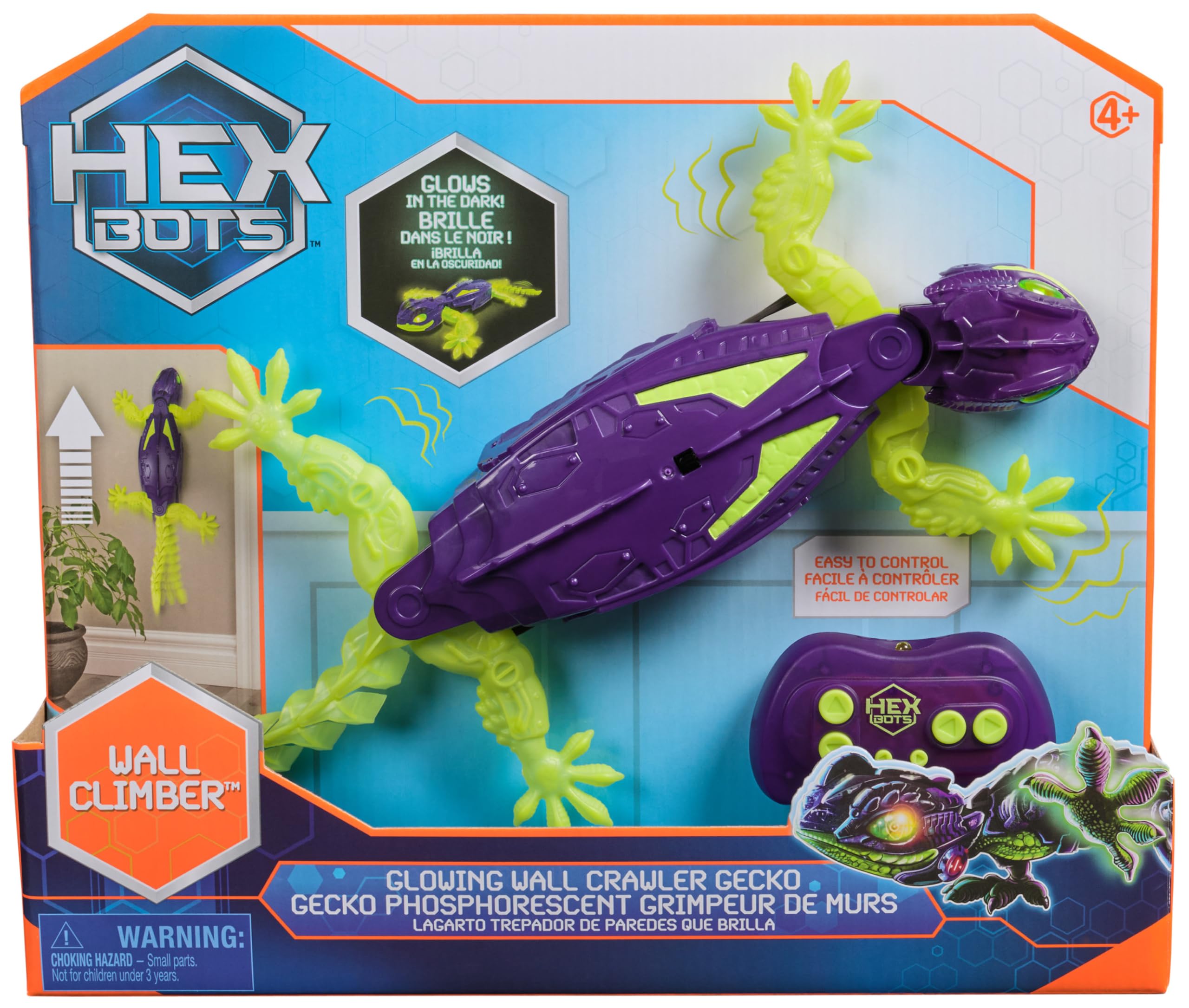HEX BOTS Glow-in-the-Dark Gecko - Remote Control Wall-Crawling Robot Toy for Kids