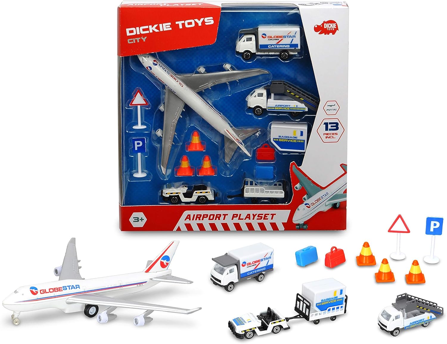 Dickie 203743001 Airport Playset - Vehicle Playset with 13 Pieces for Kids 3+ 12