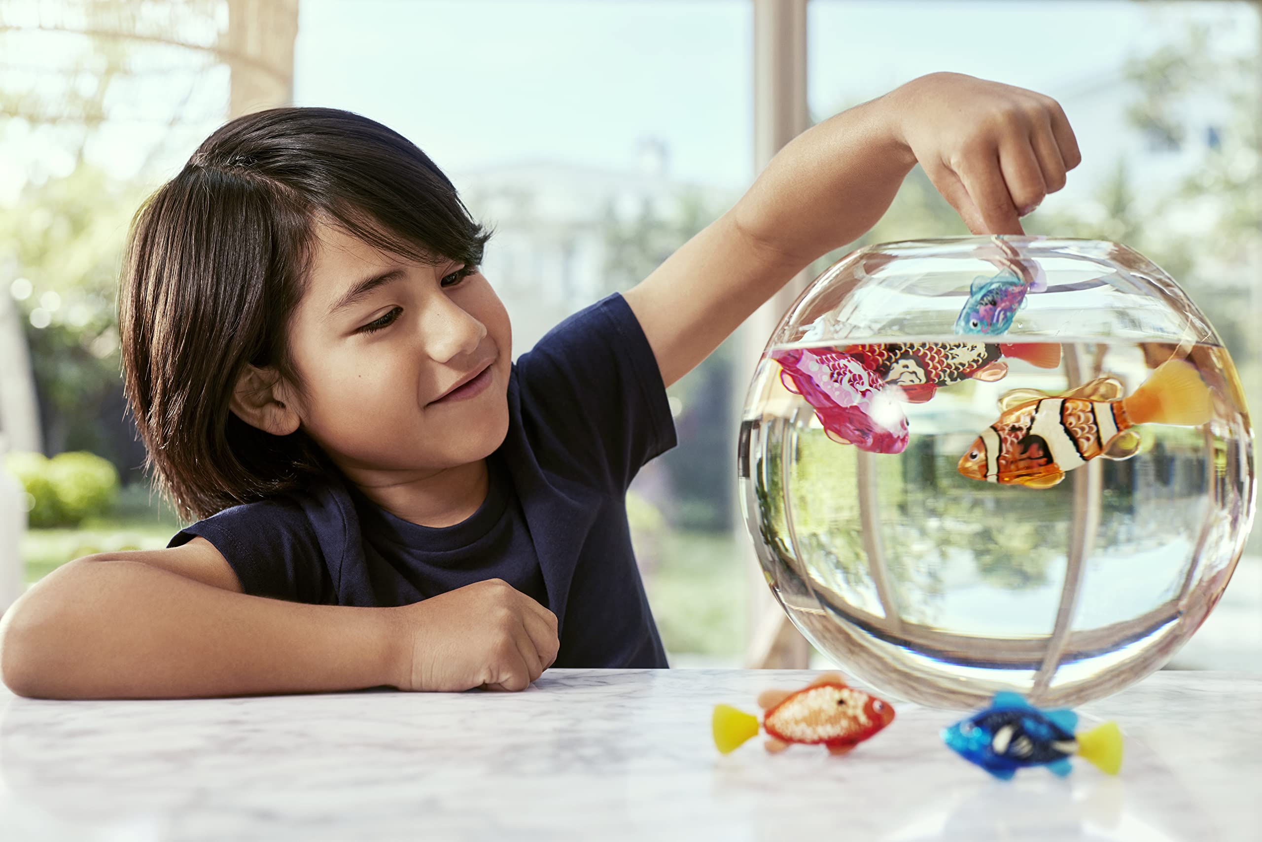 Robo Fish Series 3 Robotic Swimming Fish - Electronic Pet Toy with Color-Changing Feature (2 Pack, Orange and Teal) 6