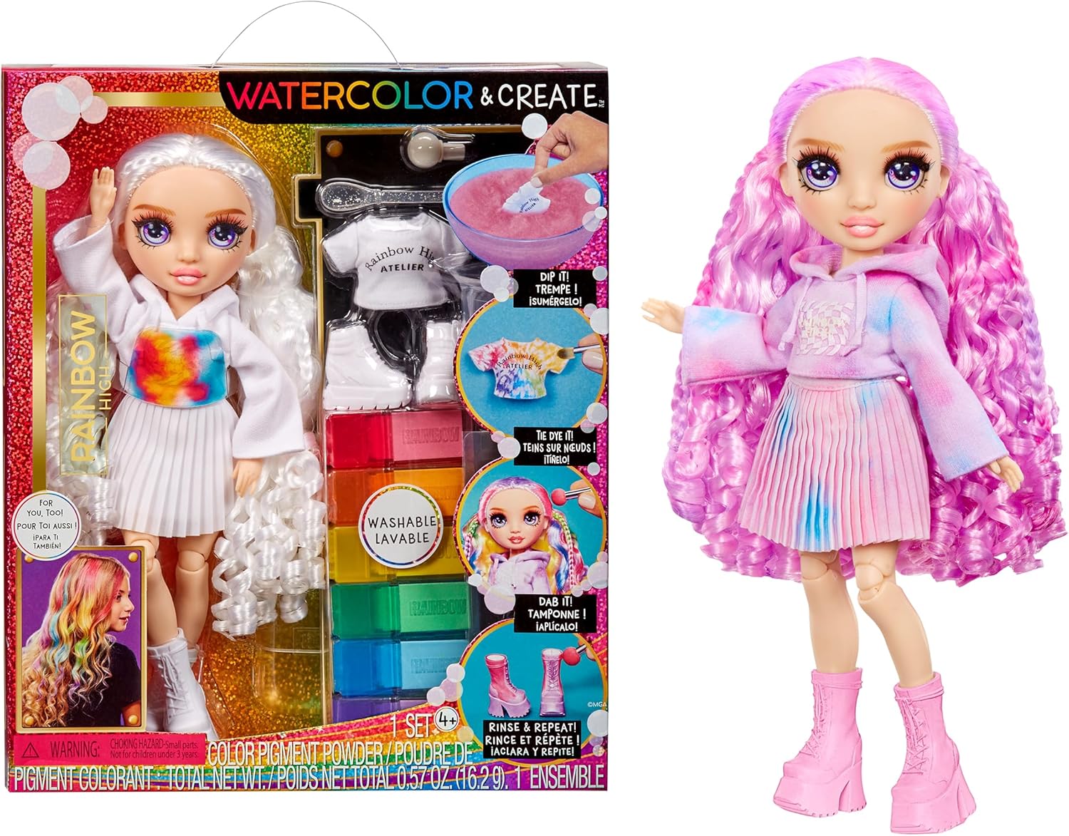 Rainbow High Watercolour & Create DIY Fashion Doll - Arts & Crafts Playset for Ages 4-8