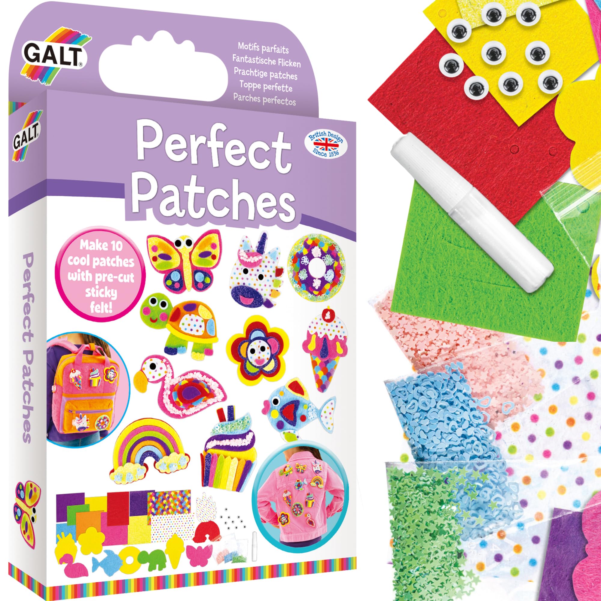 Galt Perfect Patches Arts and Crafts Kit - 10 Fun Fuzzy Felt Faces for Ages 5+