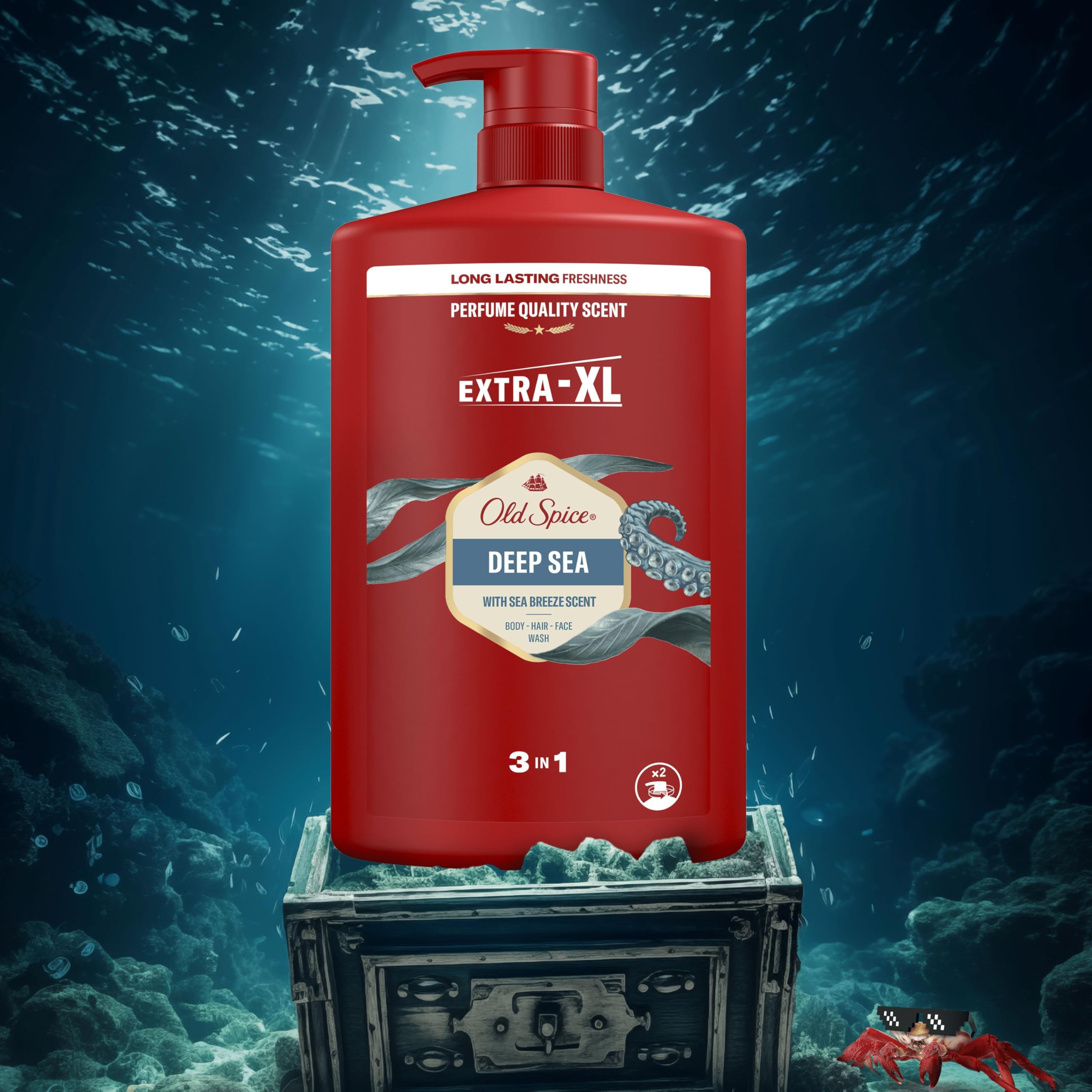 Old Spice Deep Sea Men's 3-in-1 Shower Gel & Shampoo (1000ml) 7