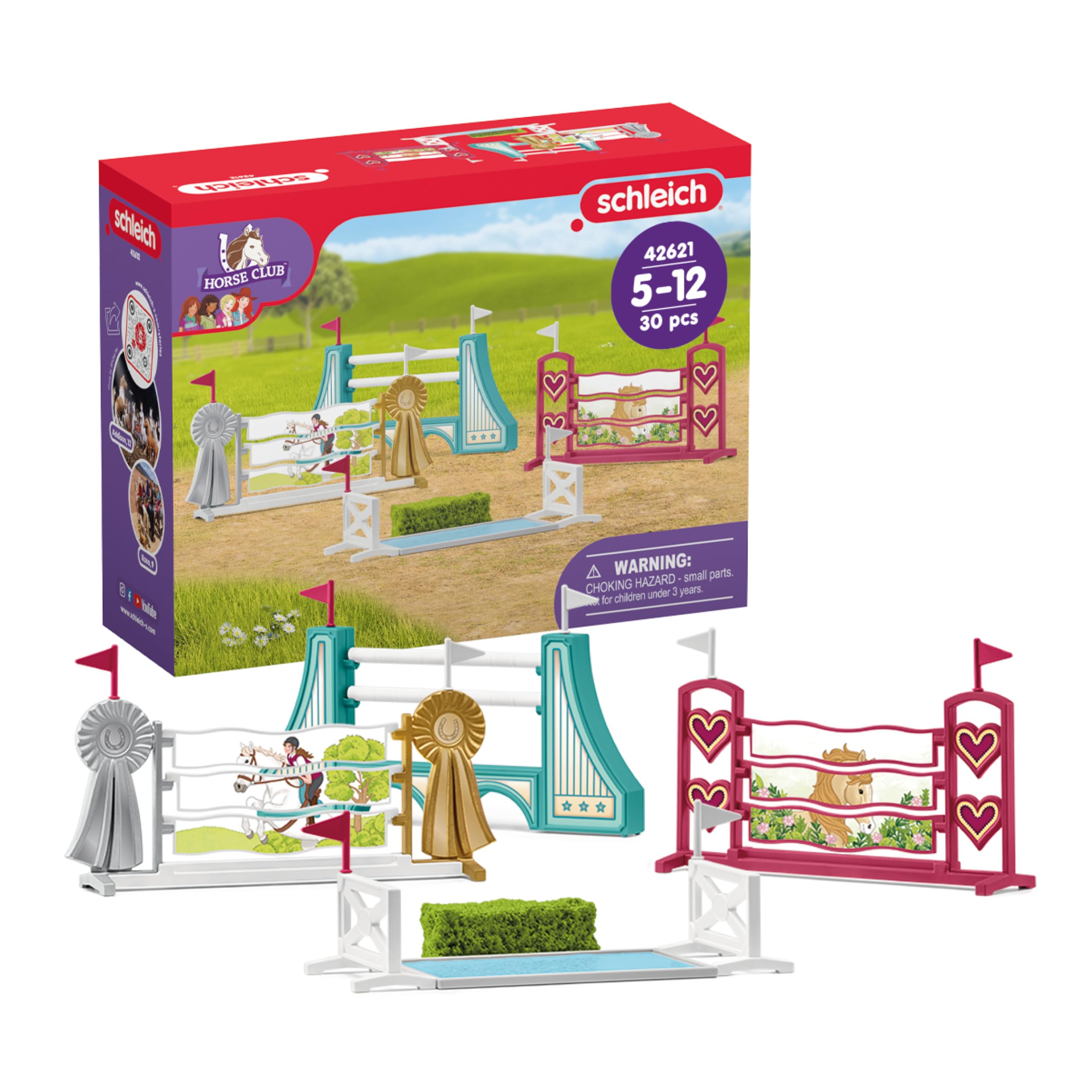 SCHLEICH Horse Club Obstacle Accessories Playset - Adjustable Jumping Poles & Water Ditches for Ages 5-12 3