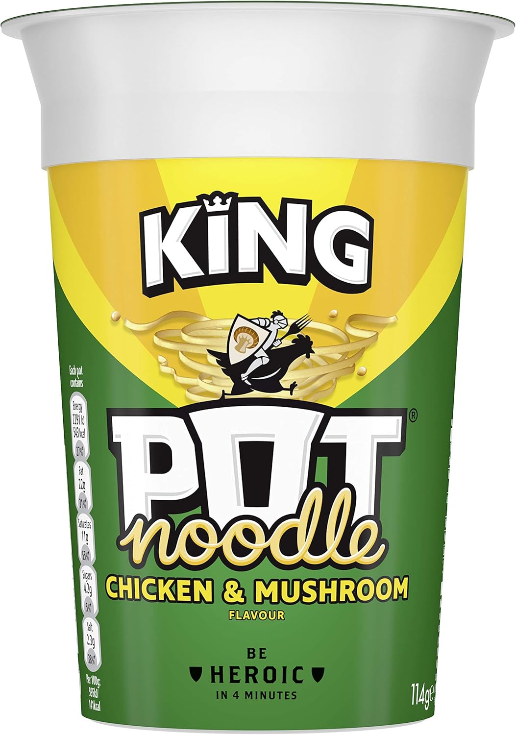 Pot Noodle King Chicken & Mushroom Flavour Instant Noodles, 12 x 114g Pots