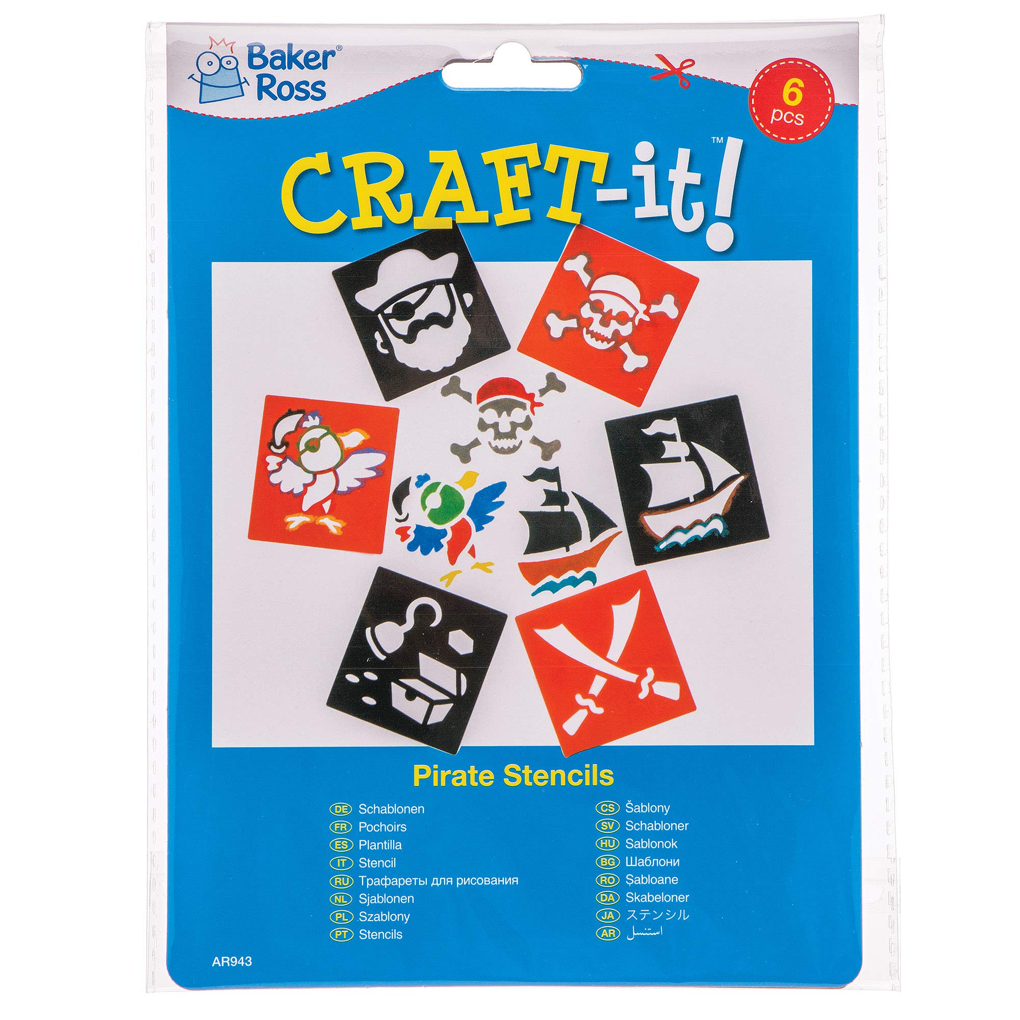 Baker Ross Pirate Stencils AR943 - Pack of 6 Assorted Designs | 15cm x 14cm Plastic 2