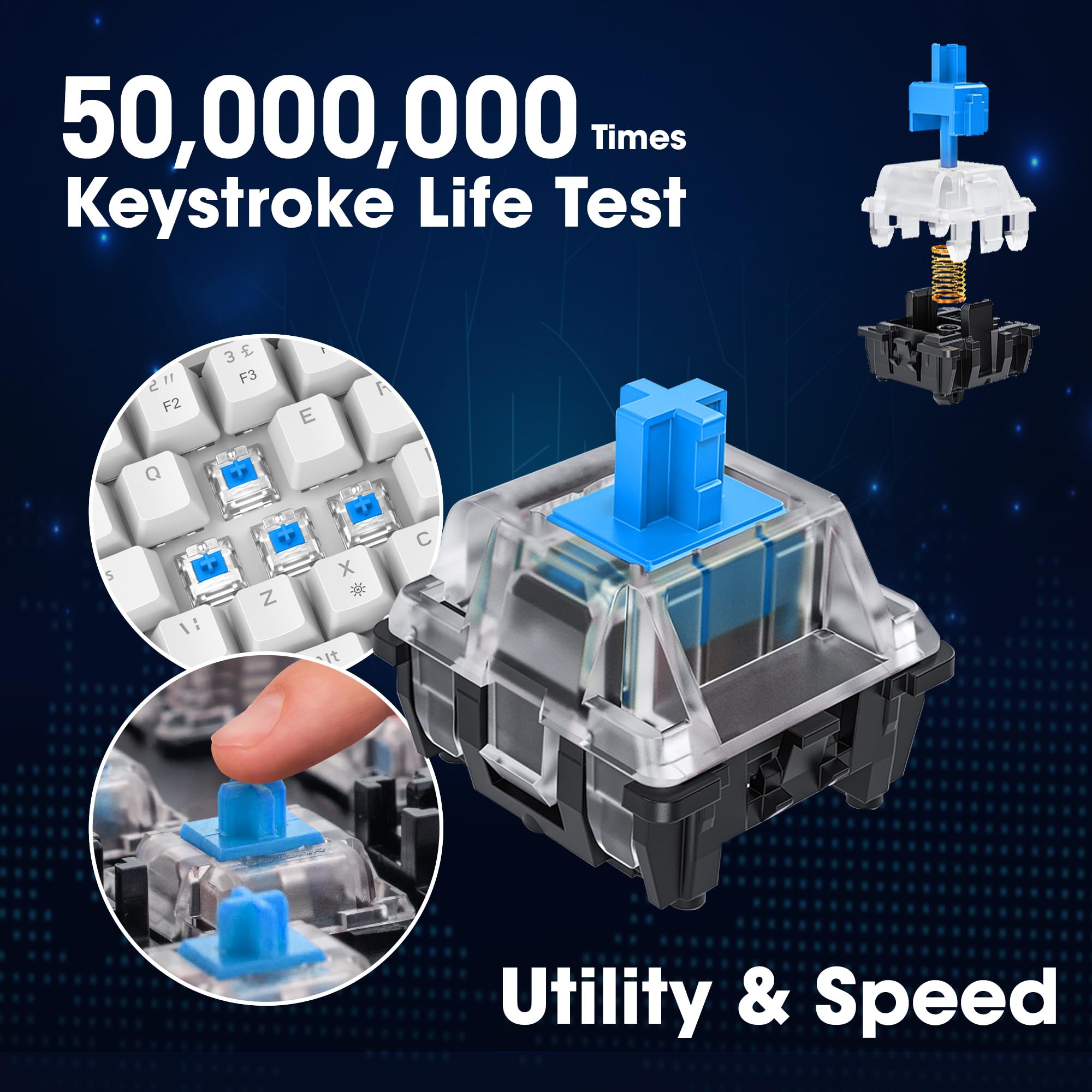 KOORUI 60 % mechanische Gaming-Tastatur MKC01, blauer Schalter, RGB-Hintergrundbeleuchtung, kompaktes 69-Tasten-Layout mit abnehmbarem Typ-C-Kabel 7