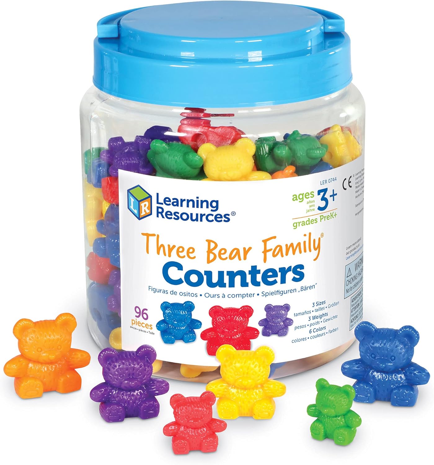 Learning Resources The Original Three Bear Family Counters - 96-Piece Rainbow Maths Set for Ages 3+ 7