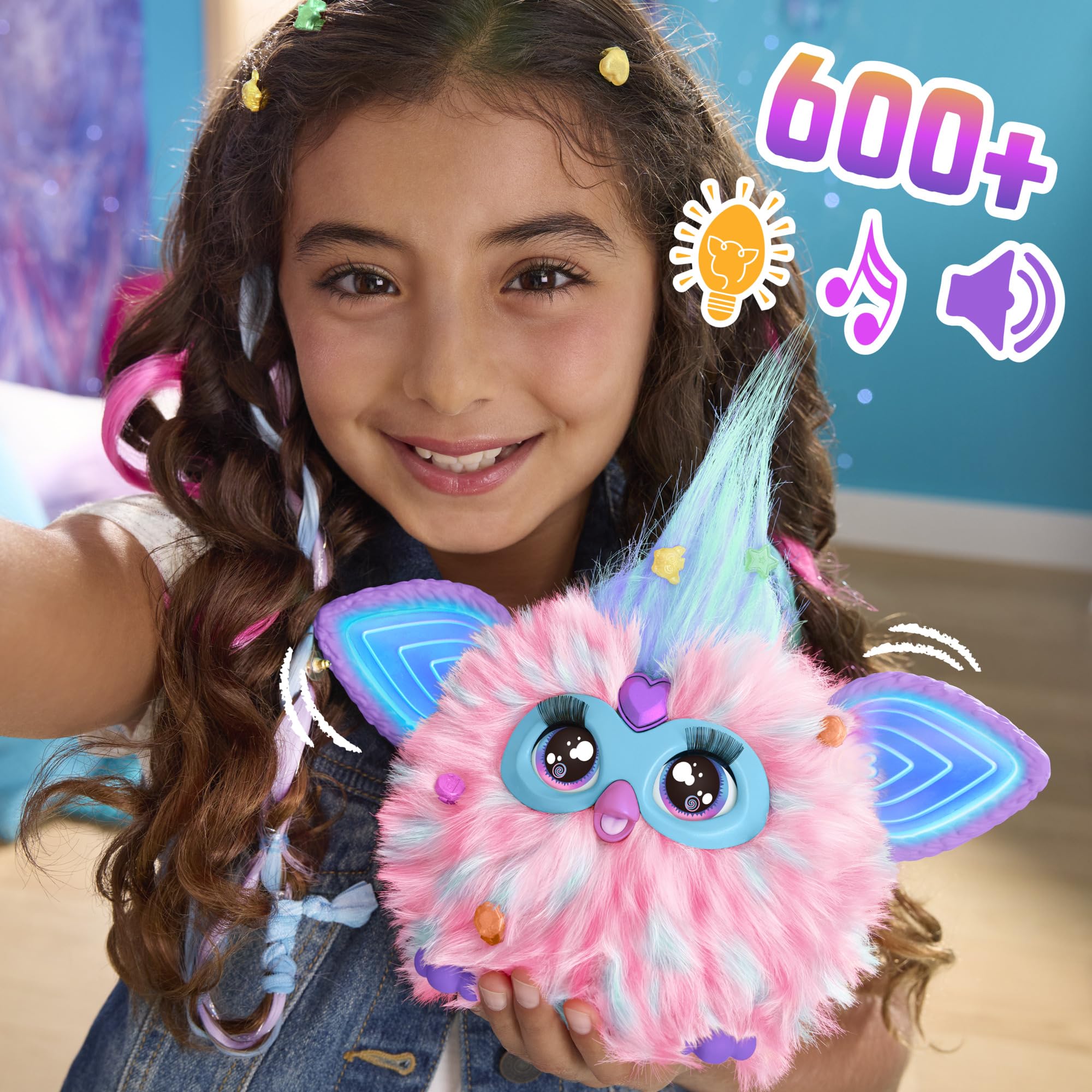 Furby Cotton Candy Pink & Blue Interactive Plush Toy - Voice-Activated Dancing & Talking Pet for Kids 8