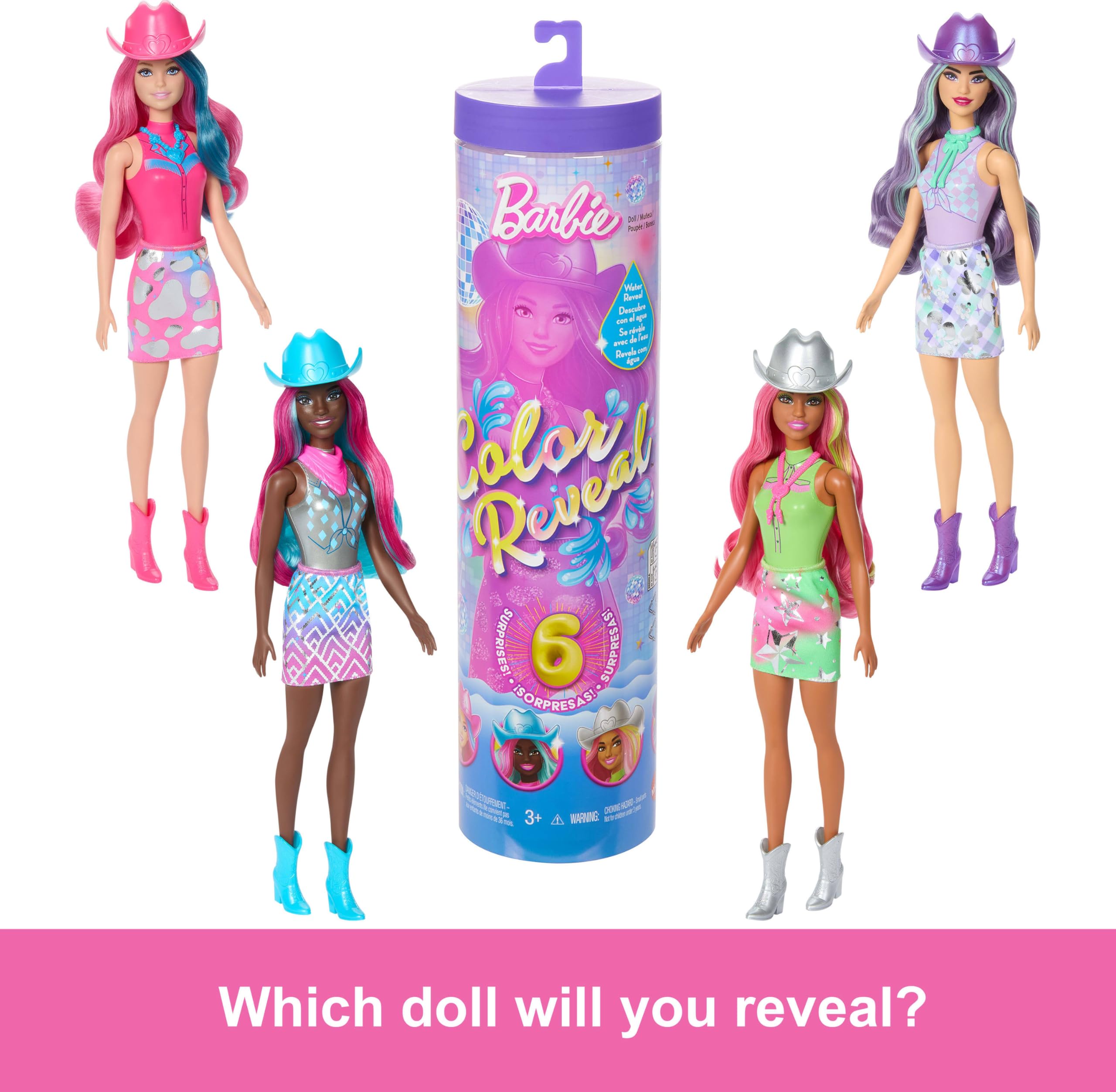 Barbie Color Reveal Fashion Doll & Accessories with 6 Surprises, Disco Star 6