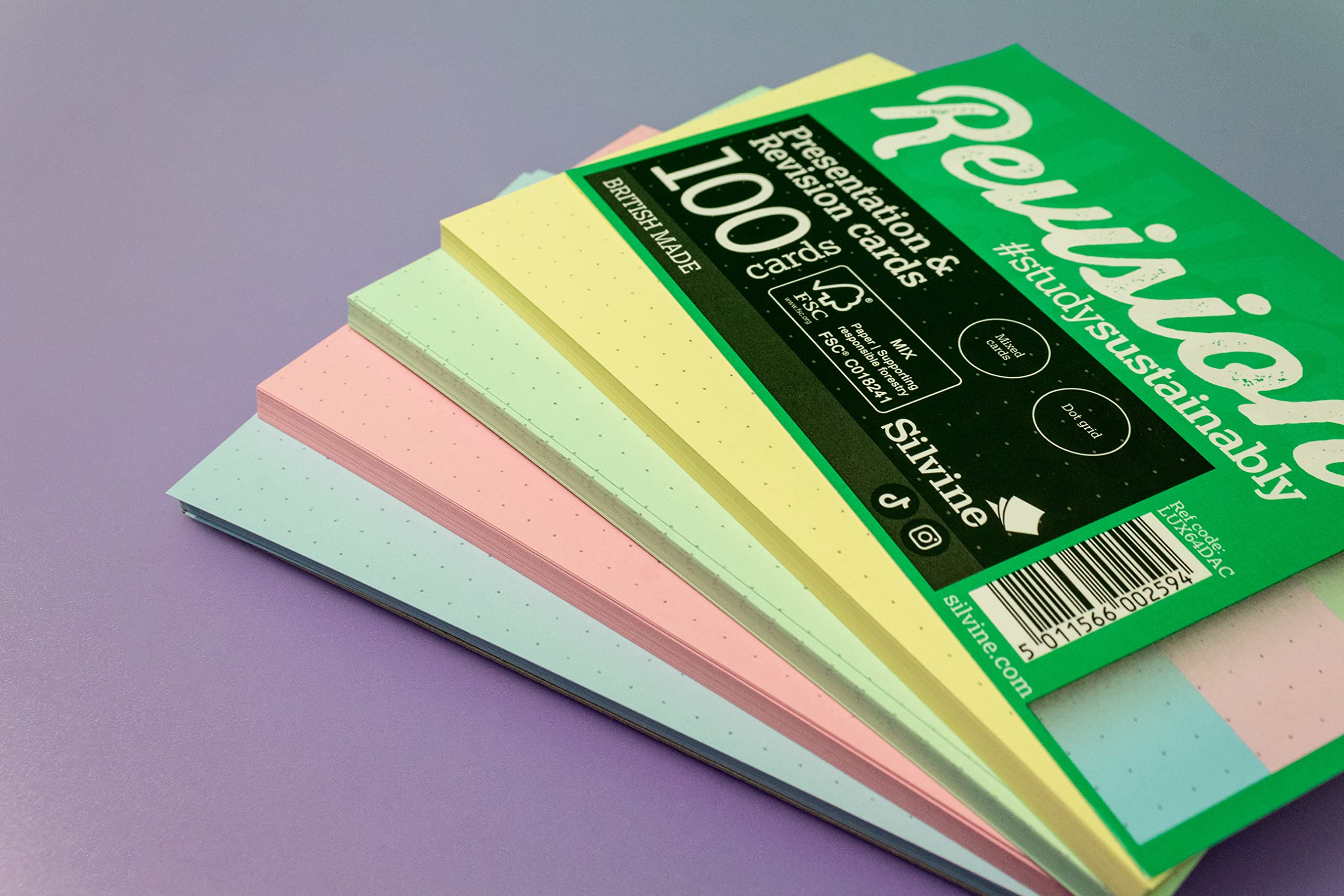 Luxpad Revision A6 Flash Cards - 5mm Dot Grid, 100 Cards in Assorted Colours 7