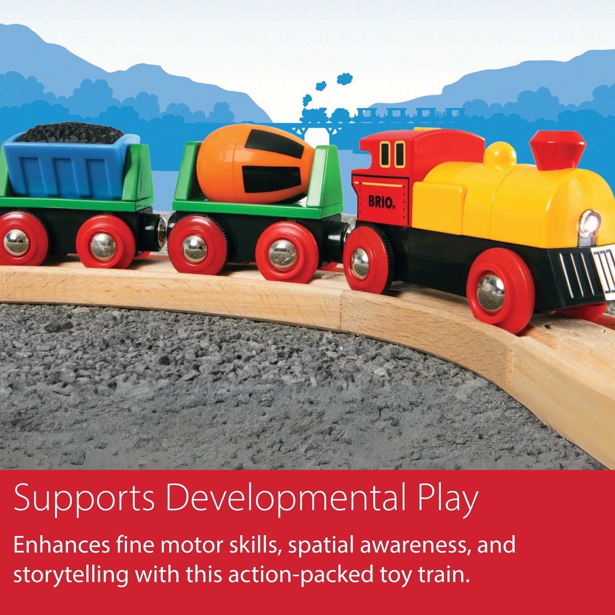 BRIO World Battery Operated Action Train Set - Compatible with BRIO Railway, FSC Certified Wood, Model 33319 15