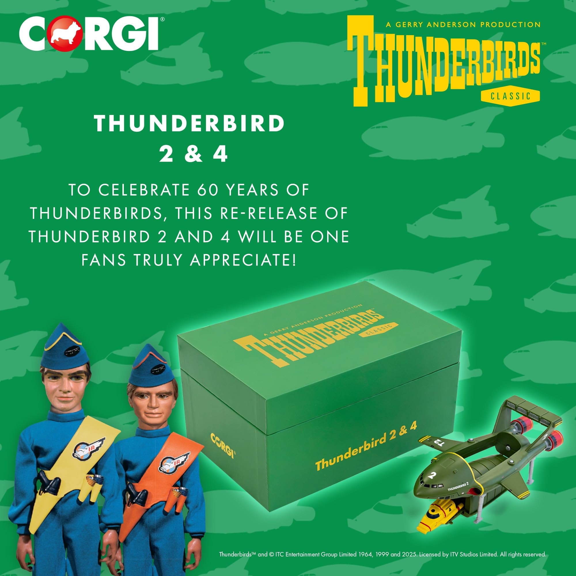 Corgi Diecast Model Cars - CC00804 Thunderbirds F.A.B. Collection Thunderbird 2 and 4 - Classic Aircraft Collectible for Men & Women - Die Cast Vehicle Models for Boys & Thunderbirds Enthusiasts 5
