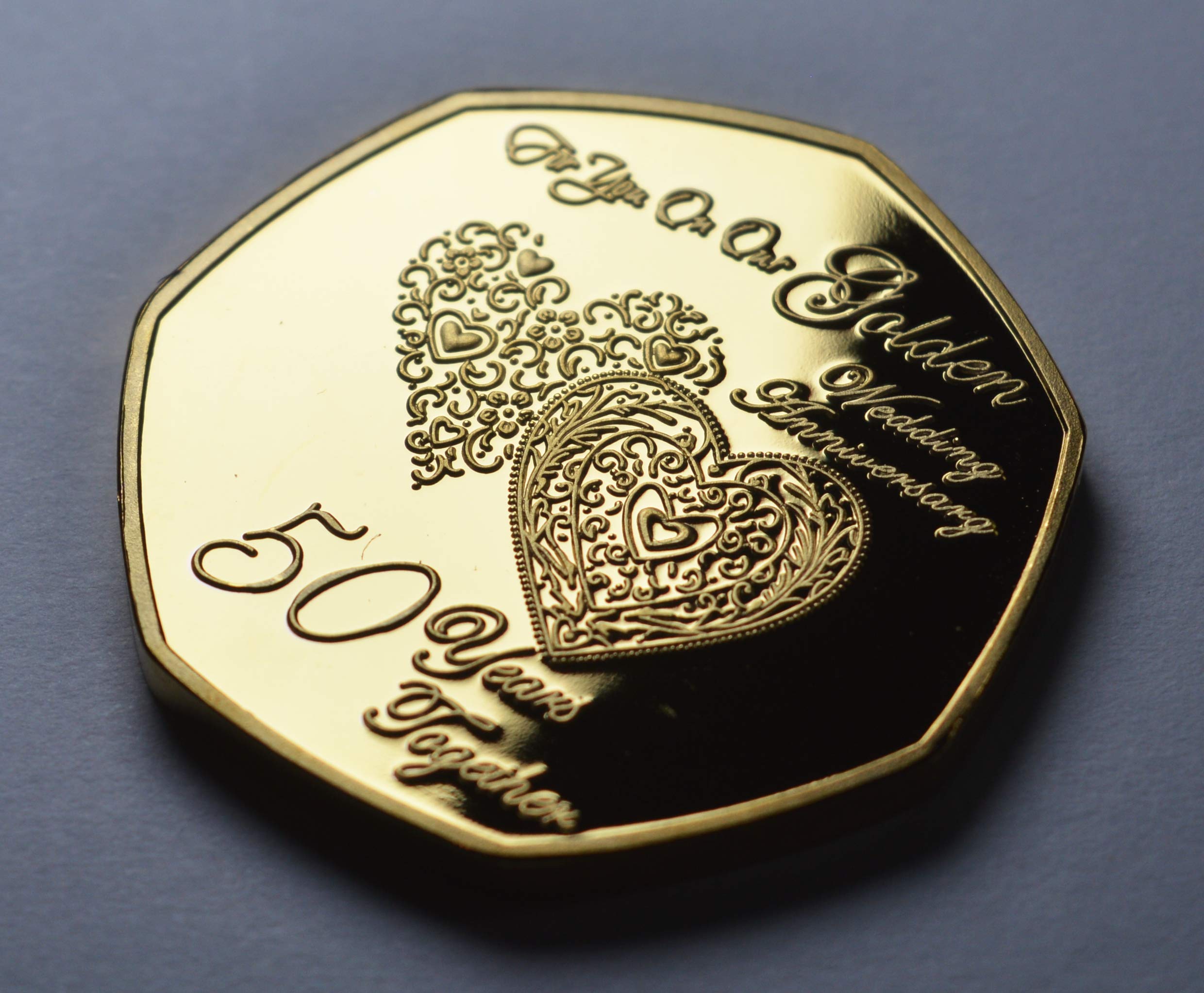 The Commemorative Coin Company 50th Wedding Anniversary Golden Commemorative Coin - 24ct Gold Proof Finish 8