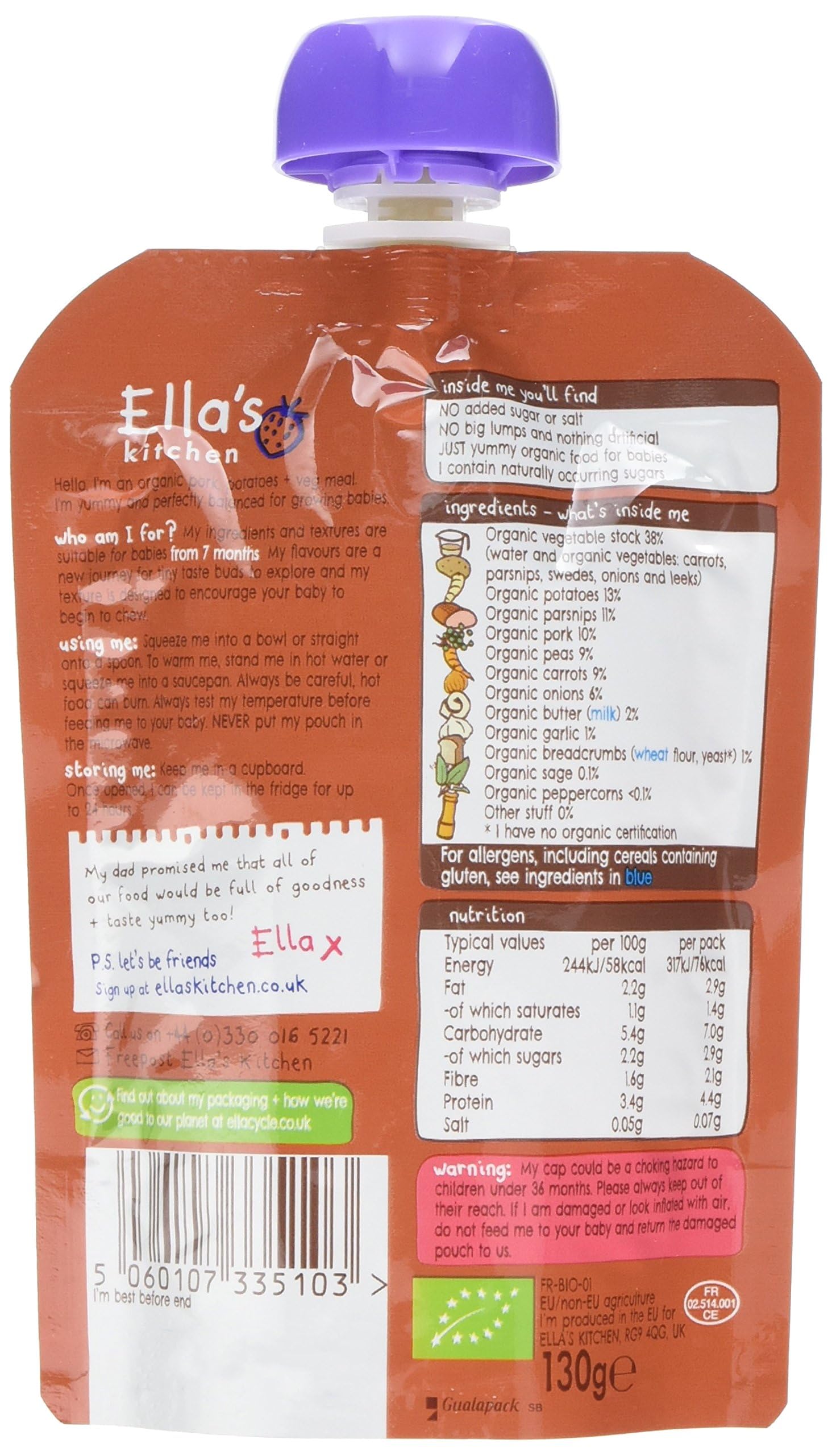 Ella's Kitchen - Organic Bangers and Mash with Veggies 130 g 4