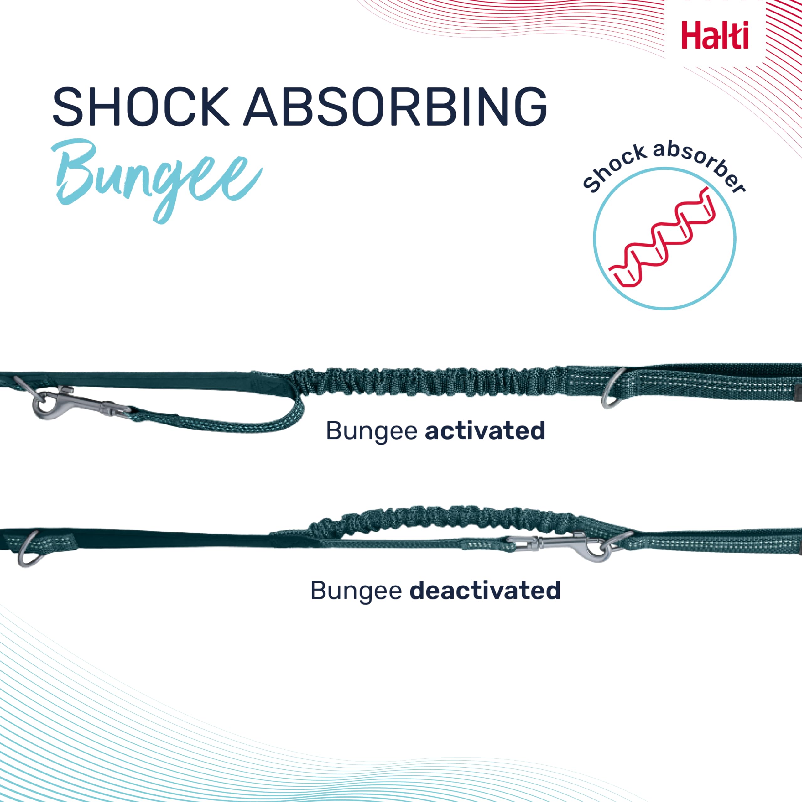 Halti Anatomy Multifunctional Dog Lead - Shock Absorbing Bungee | Teal, Size L (Up to 55kg) 3