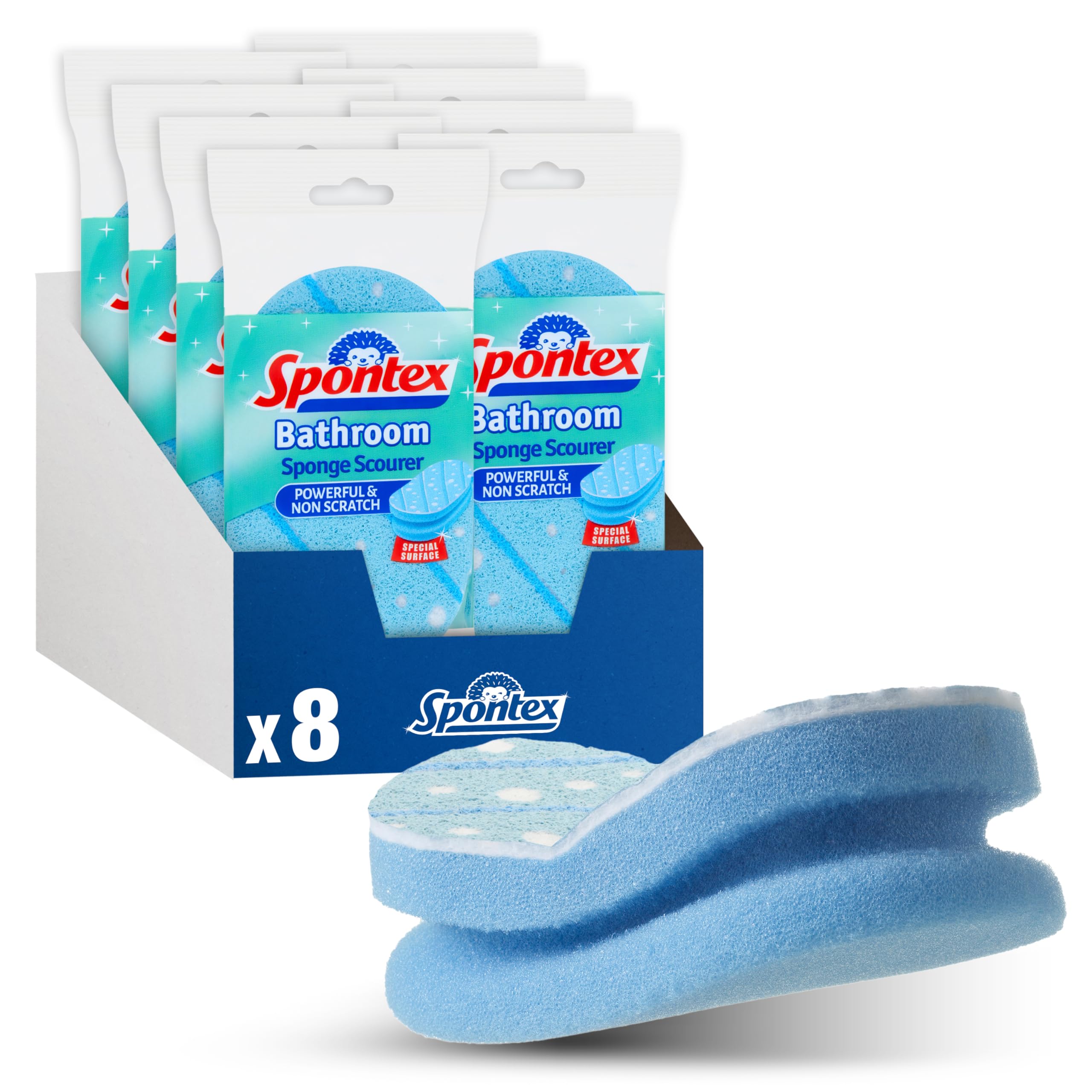 Spontex Bathroom Sponge Scourer - Heavy-Duty Non-Scratch Cleaning Tool for Baths & Showers