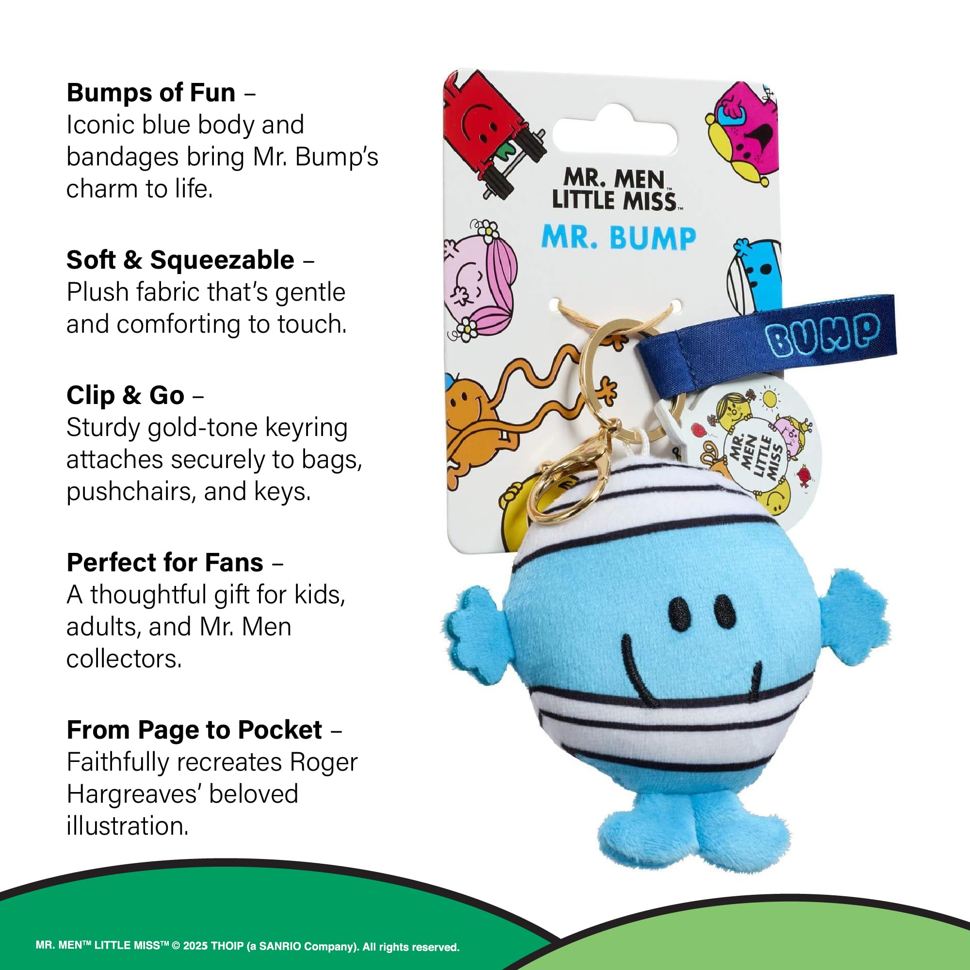 Rainbow Designs Mr Bump Plush Keyring - Soft Polyester | Gold-Tone Attachment | 110x35x160mm 3