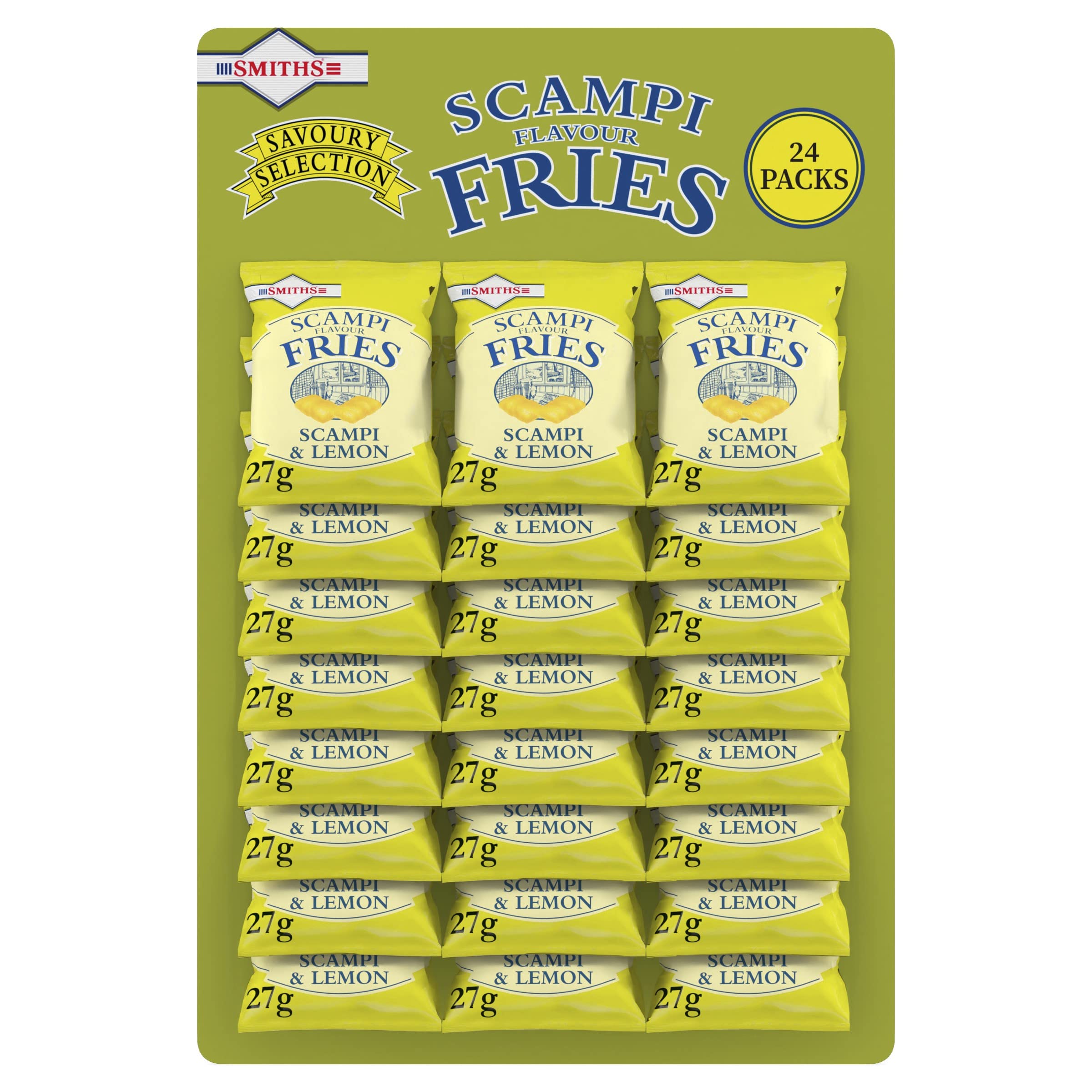 Smiths Savoury Selection Scampi & Lemon Fries 27g (Sheet of 24 Bags) - Vegetarian Pub Snack