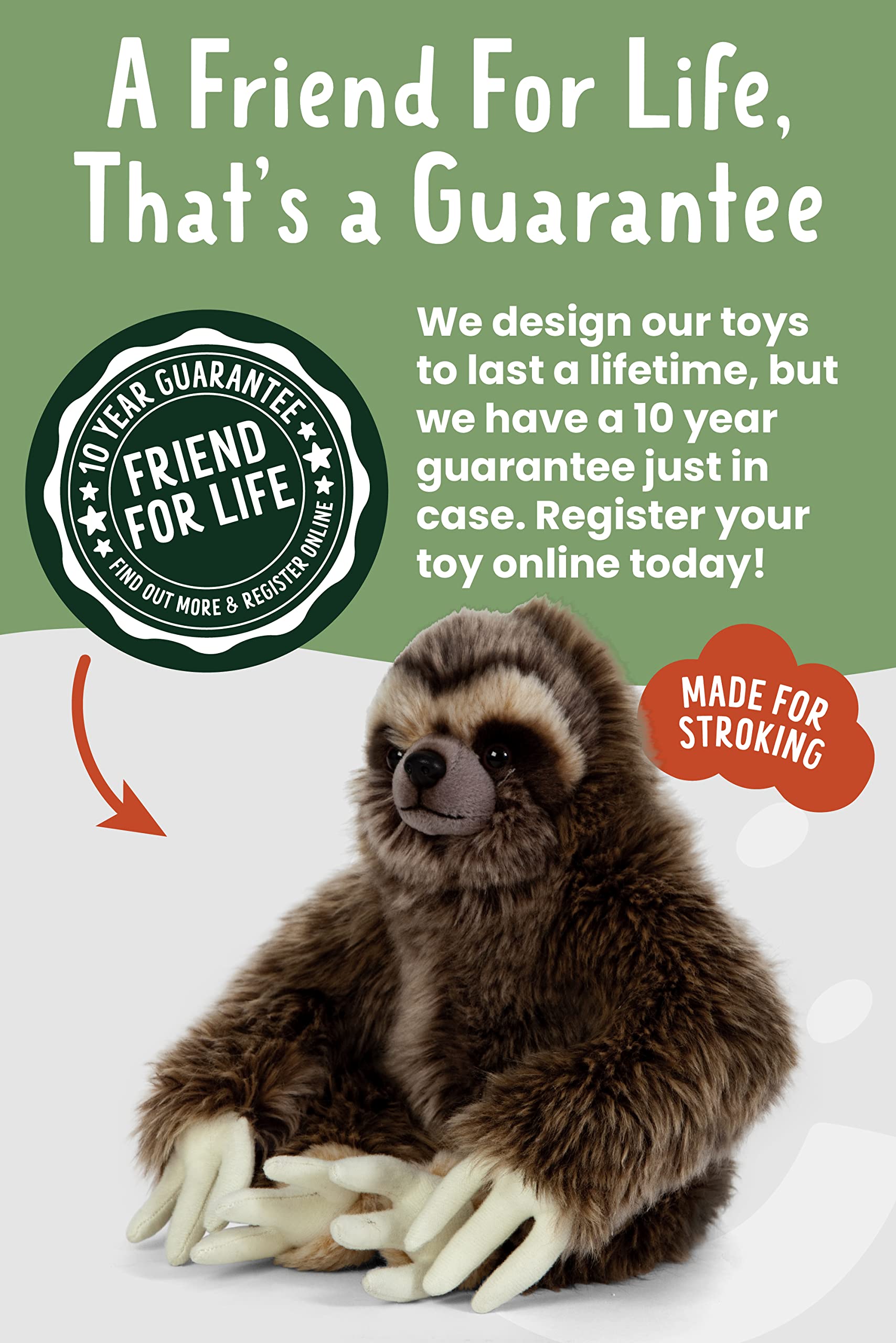 Living Nature Sloth - Realistic Soft Cuddly Plush Toy with Velcro Hands & Feet 12