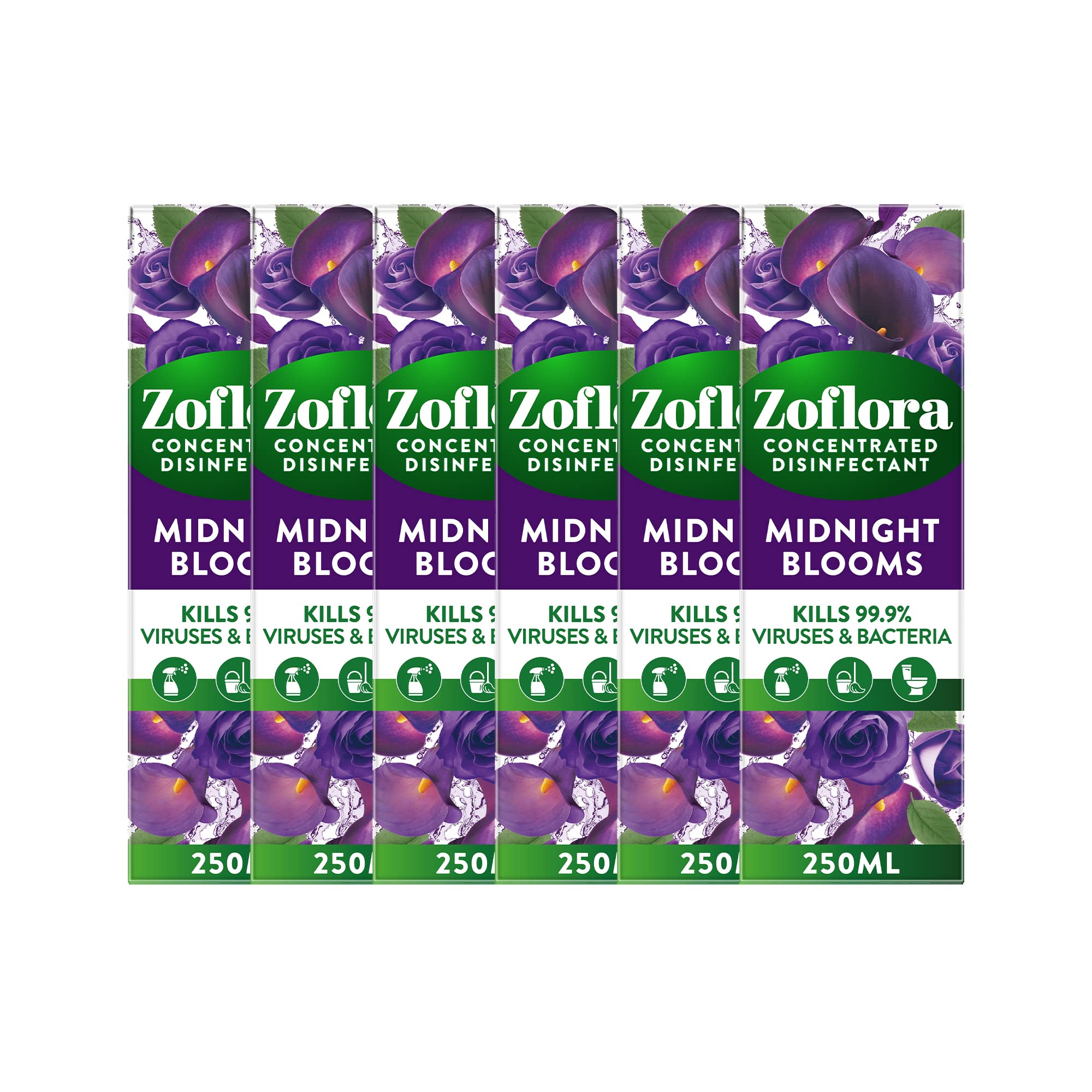 Zoflora Midnight Blooms Concentrated 3-in-1 Multipurpose Disinfectant (6 x 250ml)