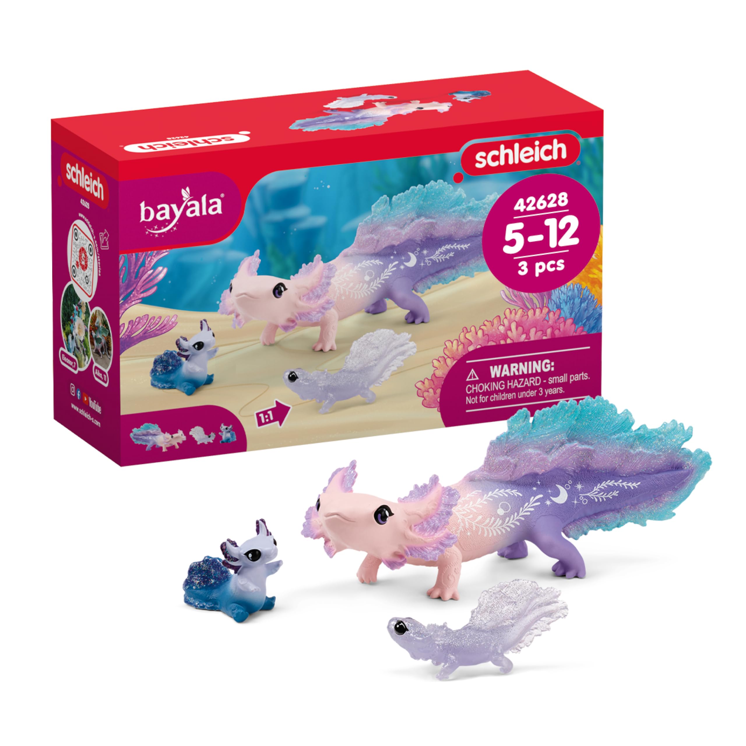 Schleich Bayala 42628 Axolotl Salamander Playset - 3-Piece Magical Underwater Figures 9