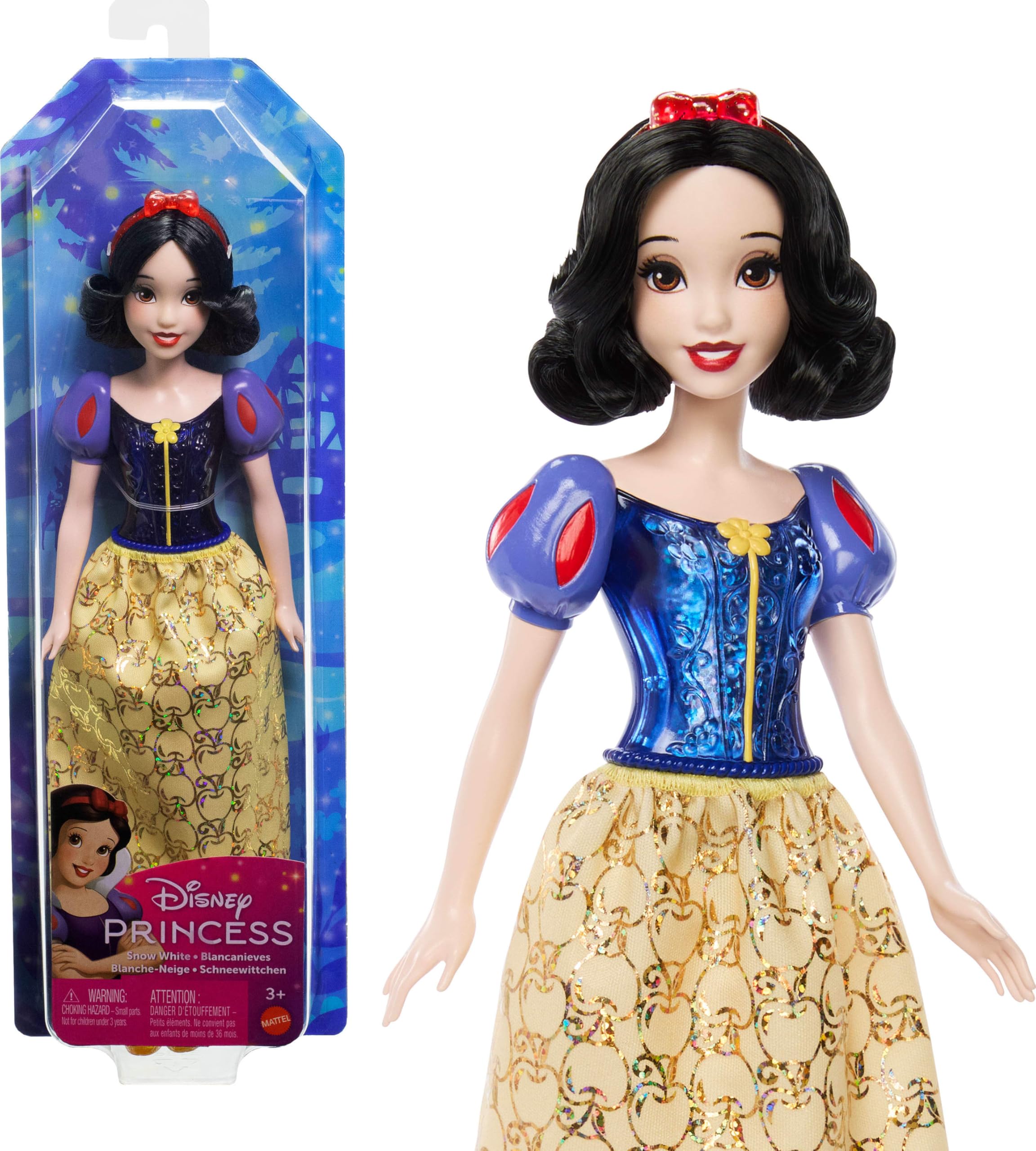 Mattel Disney Princess Snow White Posable Fashion Doll with Sparkling Clothing and Accessories HLW08