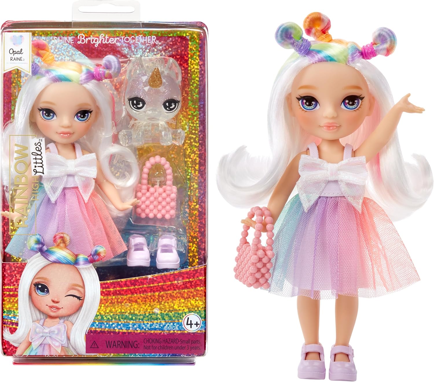 Rainbow High Littles - Opal Raine - 14 cm Posable Fashion Doll with Magical Unicorn Pet