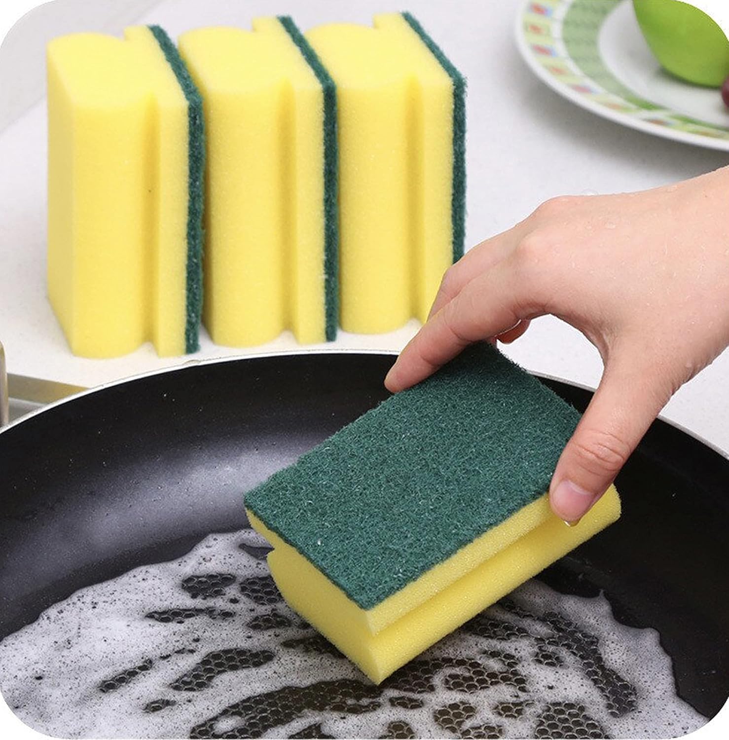 HomeSmith 8 Packs Heavy Duty Scrub Sponge, Dual-Sided Dishwashing & Cleaning Sponge