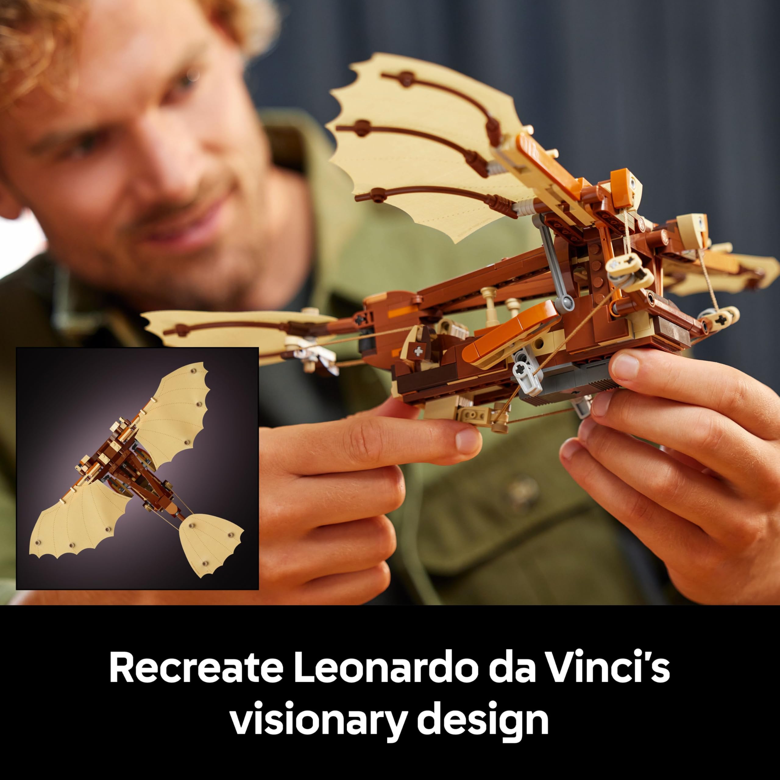 LEGO Icons Leonardo da Vinci’s Flying Machine Building Set - 493-Piece Adult Model with Minifigure 10