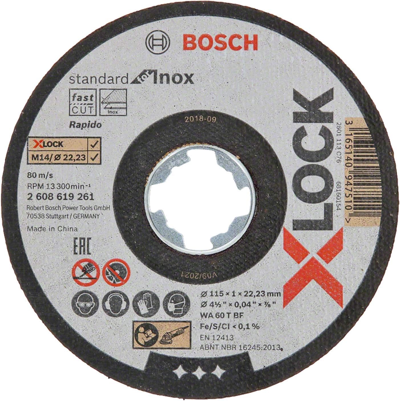 Bosch Professional 2608619266 Pack of 10 Straight Cutting Disc Standard for Stainless Steel and Metal - 115 mm