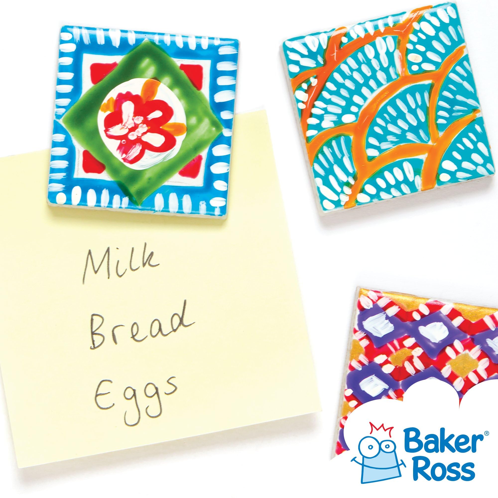 Baker Ross EK506 Porcelain Ceramic Tile Magnets - Pack of 10 | 4.5cm x 4.5cm | Customisable 5