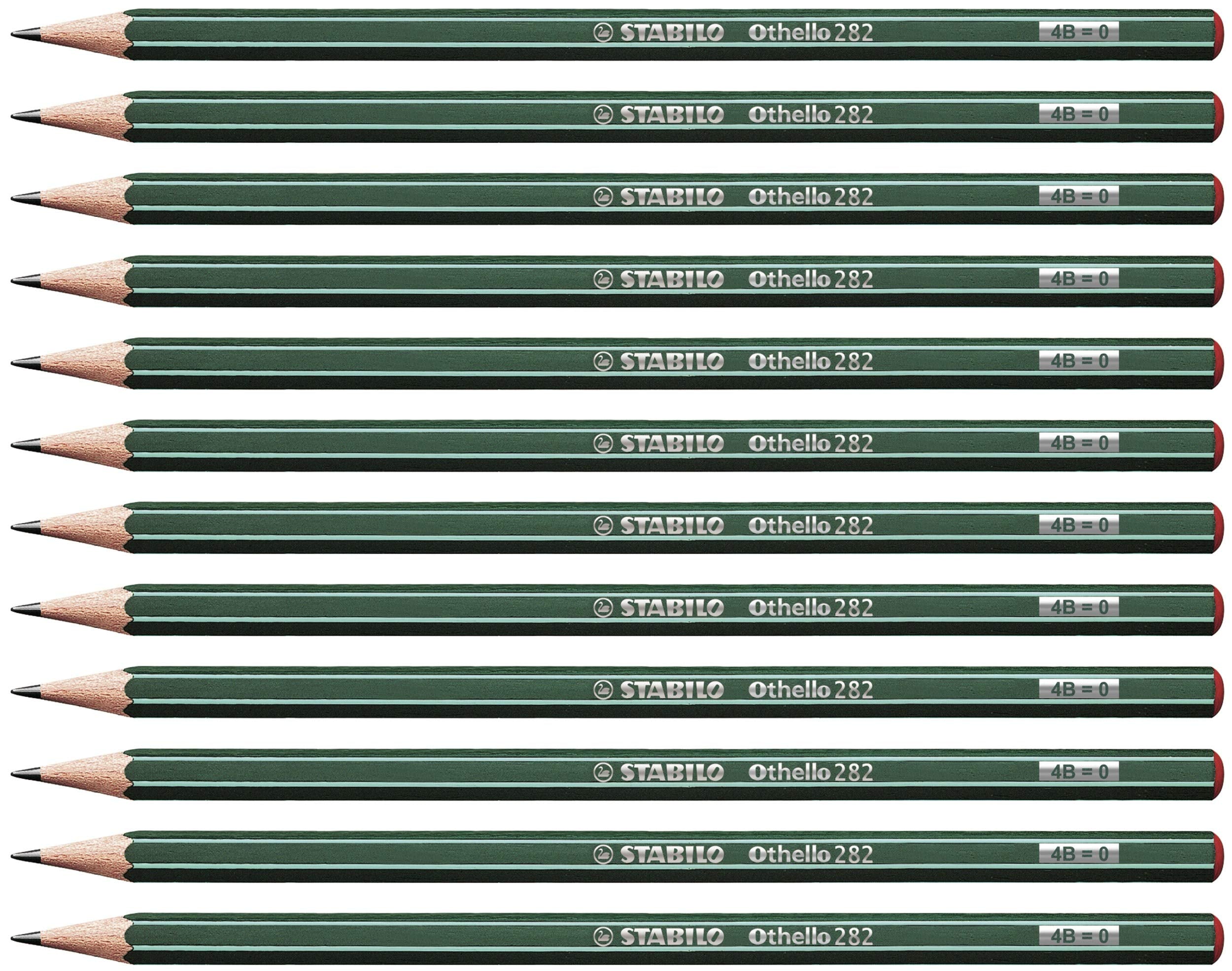 STABILO Othello Graphite Pencil - 4B Hardness | Pack of 12 | Varnished Wood
