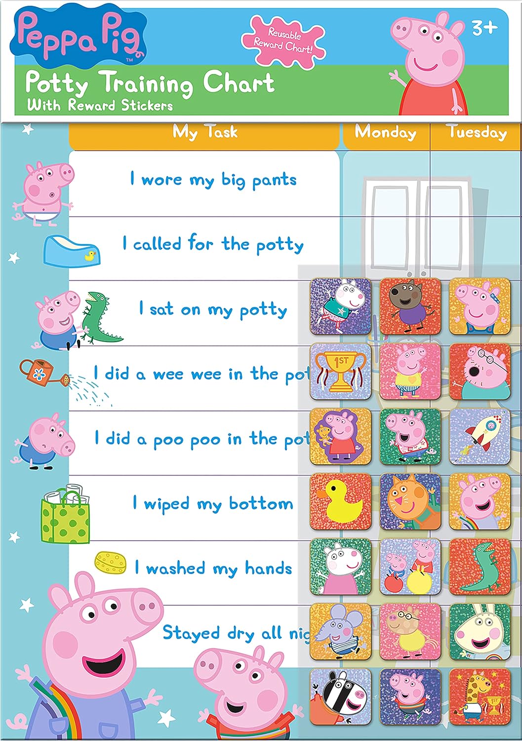 Peppa Pig Potty Training Reward Chart with Reusable Foil Stickers