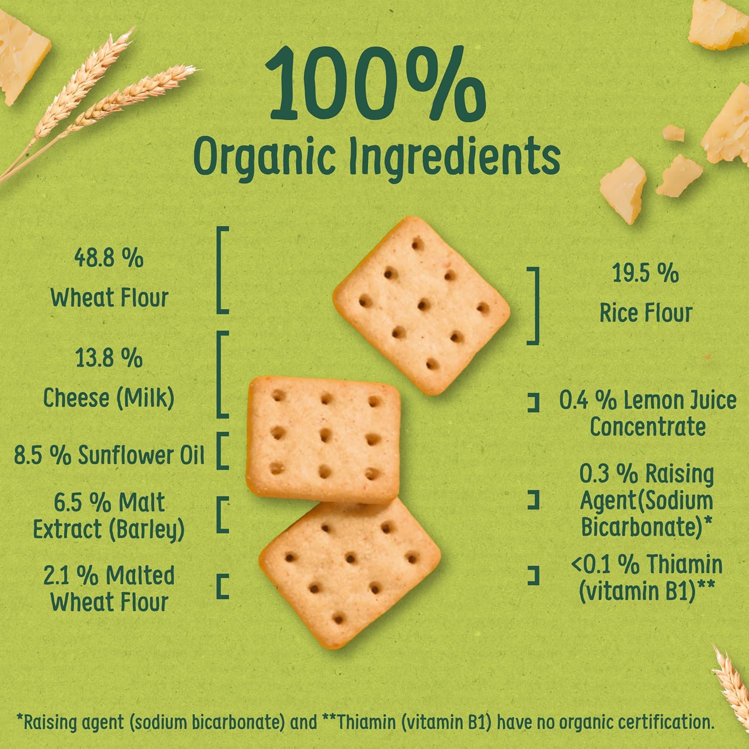 Organix Mini Organic Cheese Crackers Toddler Snack 12+ Months, 4x20g Multipack 4