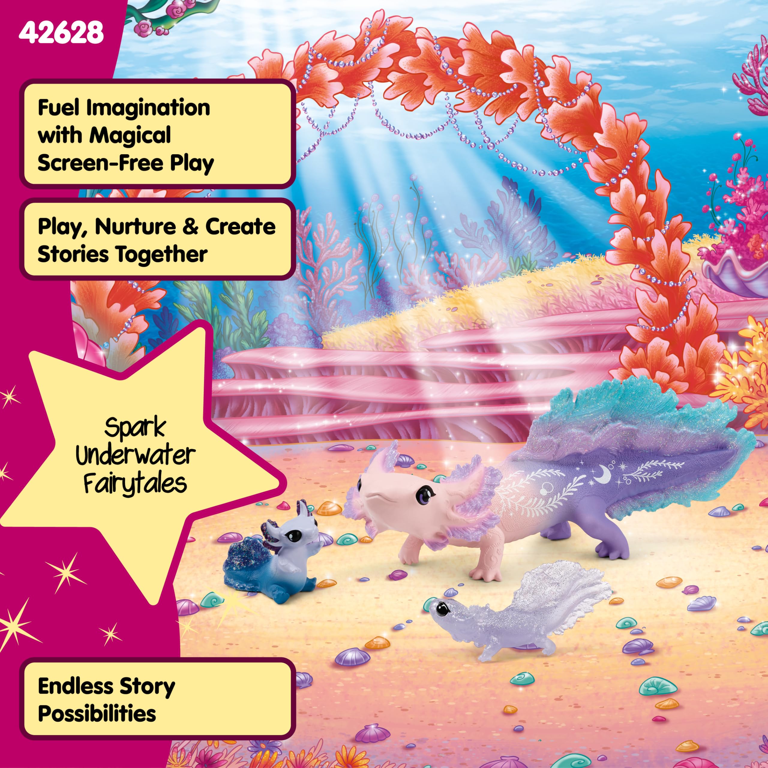 Schleich Bayala 42628 Axolotl Salamander Playset - 3-Piece Magical Underwater Figures 12