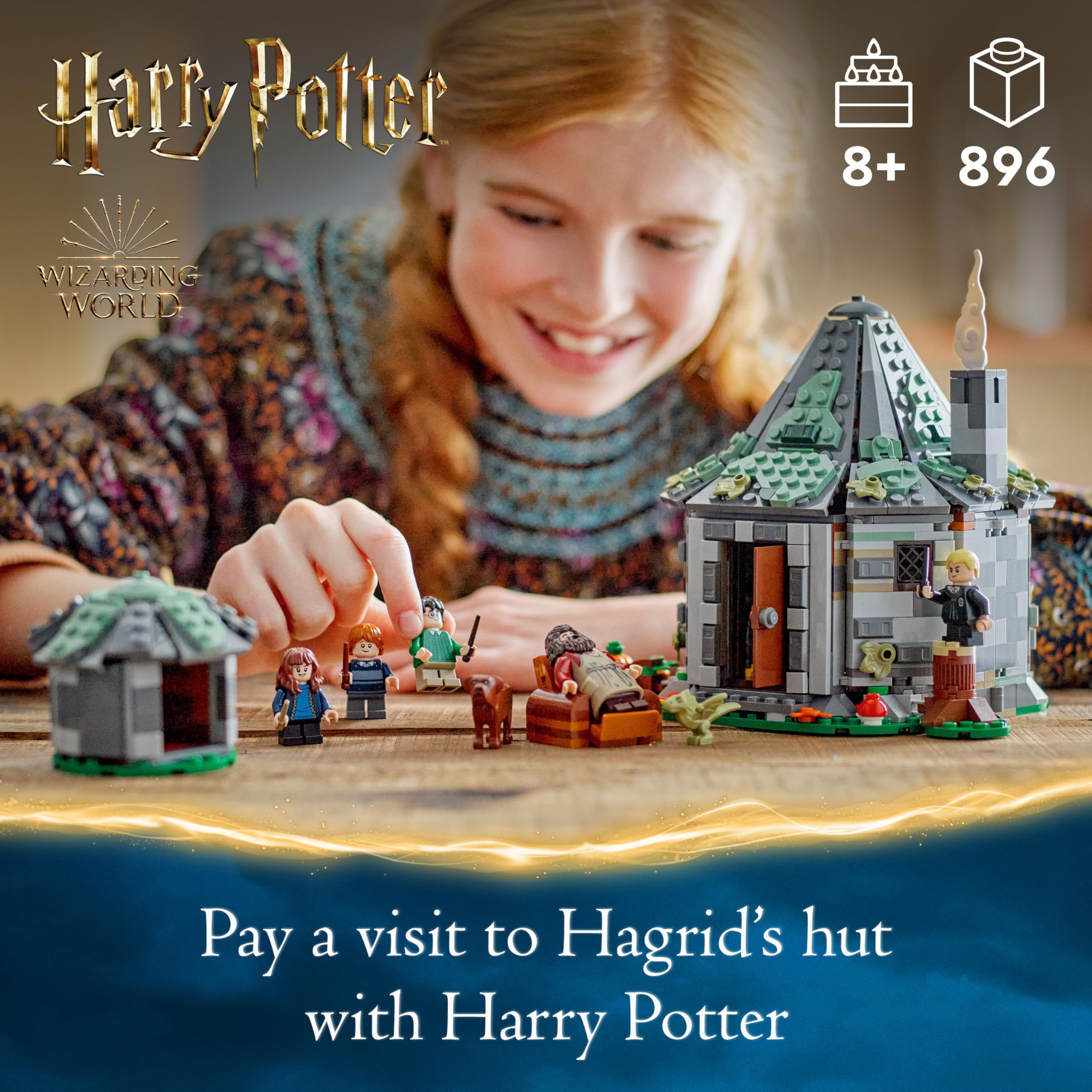 LEGO Harry Potter 76428 Hagrid’s Hut: An Unexpected Visit – Buildable Playset with 5 Minifigures, Dragon & Dog, Ages 8+ 9