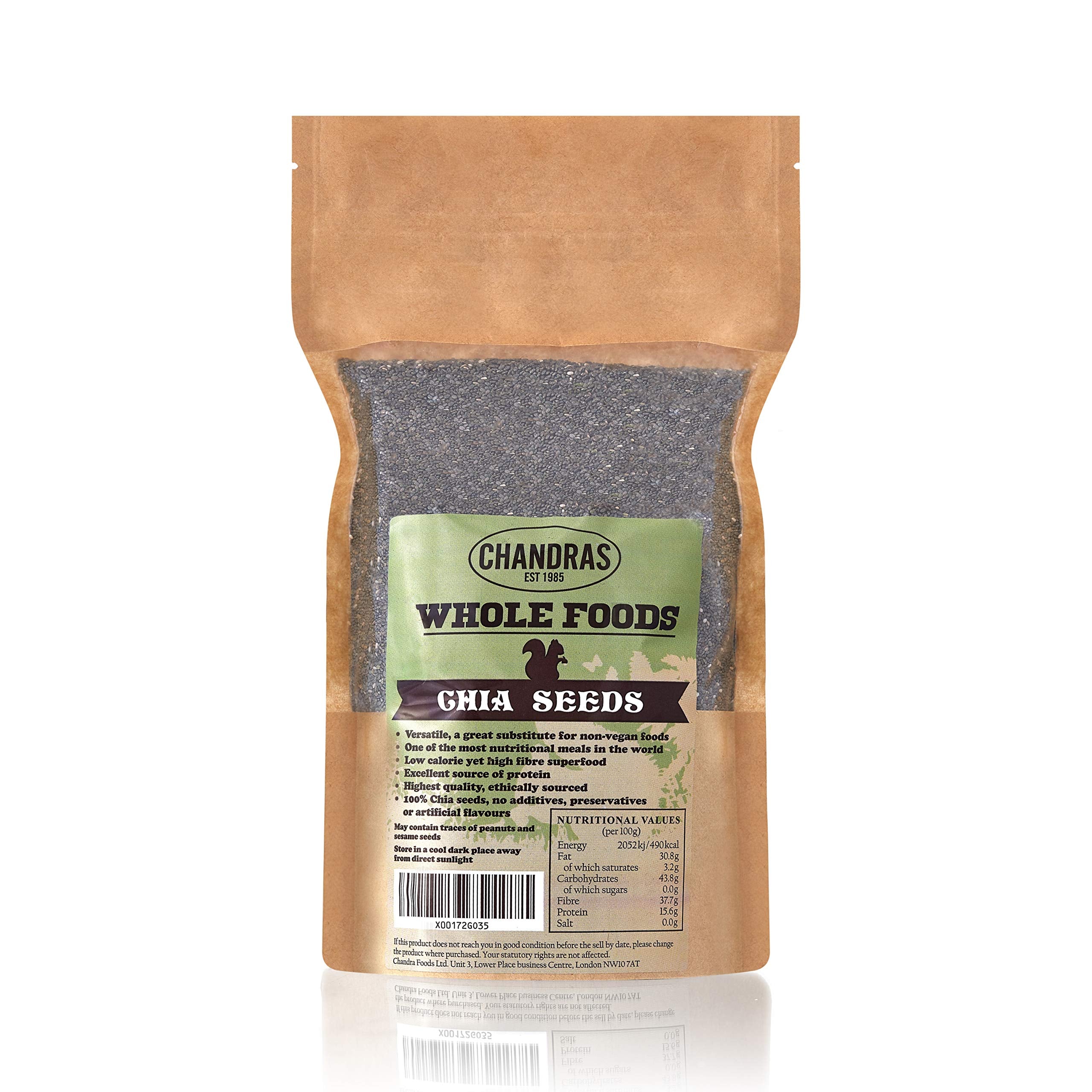CHANDRA Whole Foods Chia Seeds - High Fibre, Nutrient-Rich | 750g