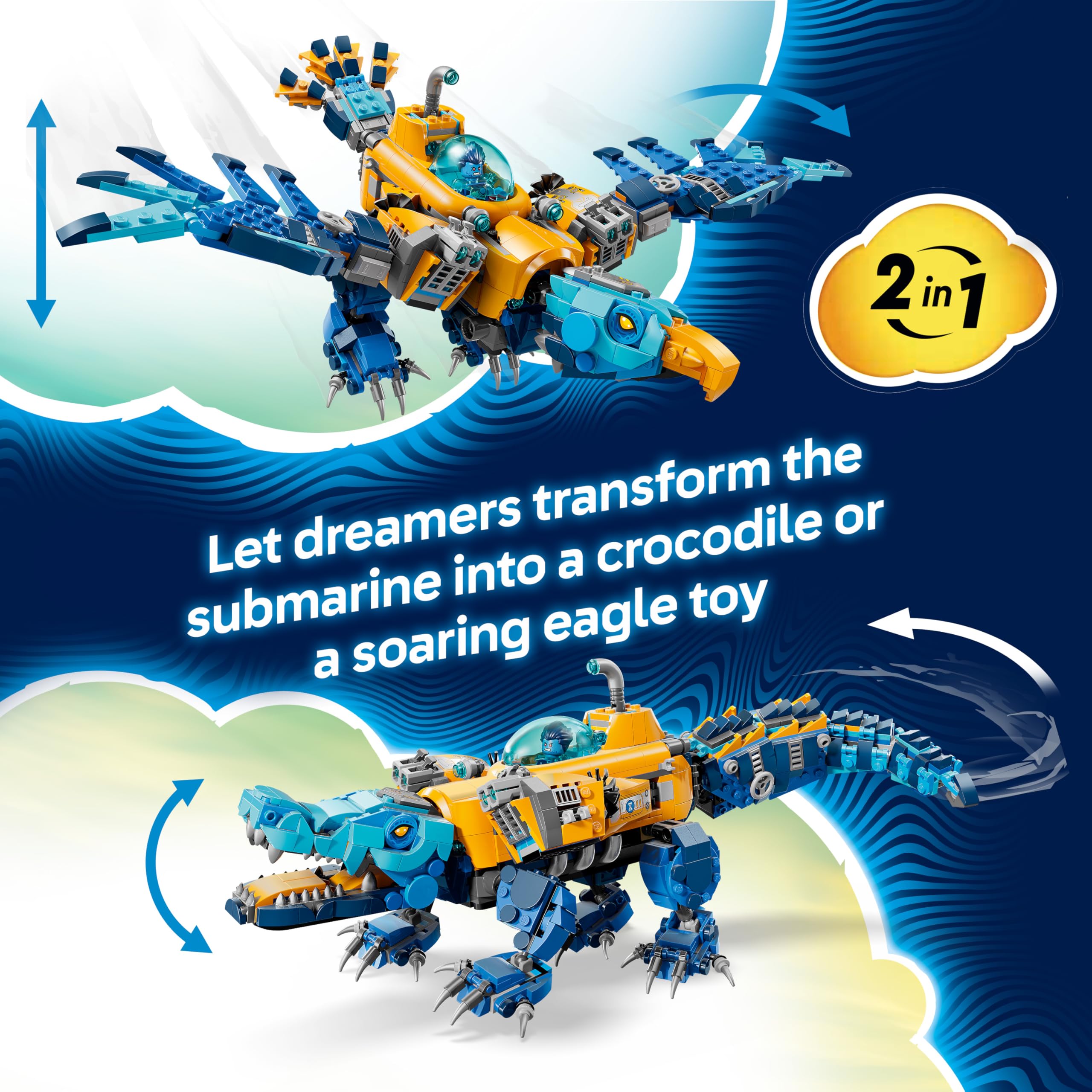 LEGO DREAMZzz 2in1 Crocodile Submarine Toy Set 71512 | Ages 8+ | 3 Minifigures 3