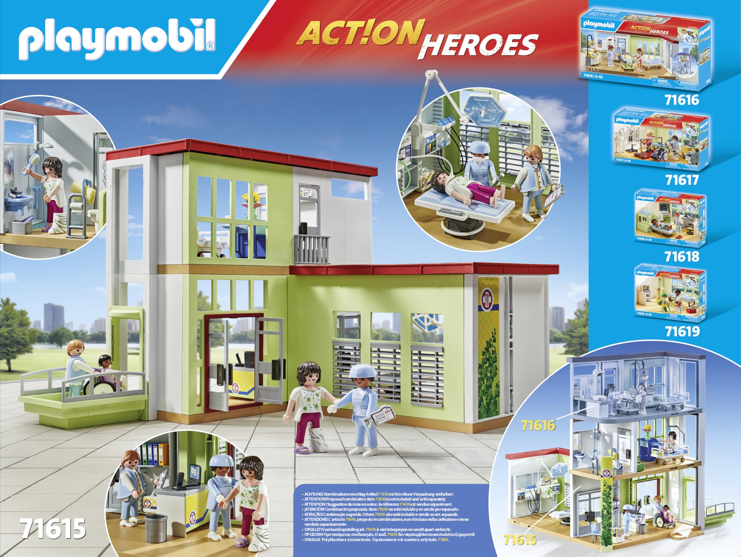 Playmobil 71615 Modern Hospital Playset - Action Heroes with 4 Figures & Medical Equipment - Ages 4+ 5
